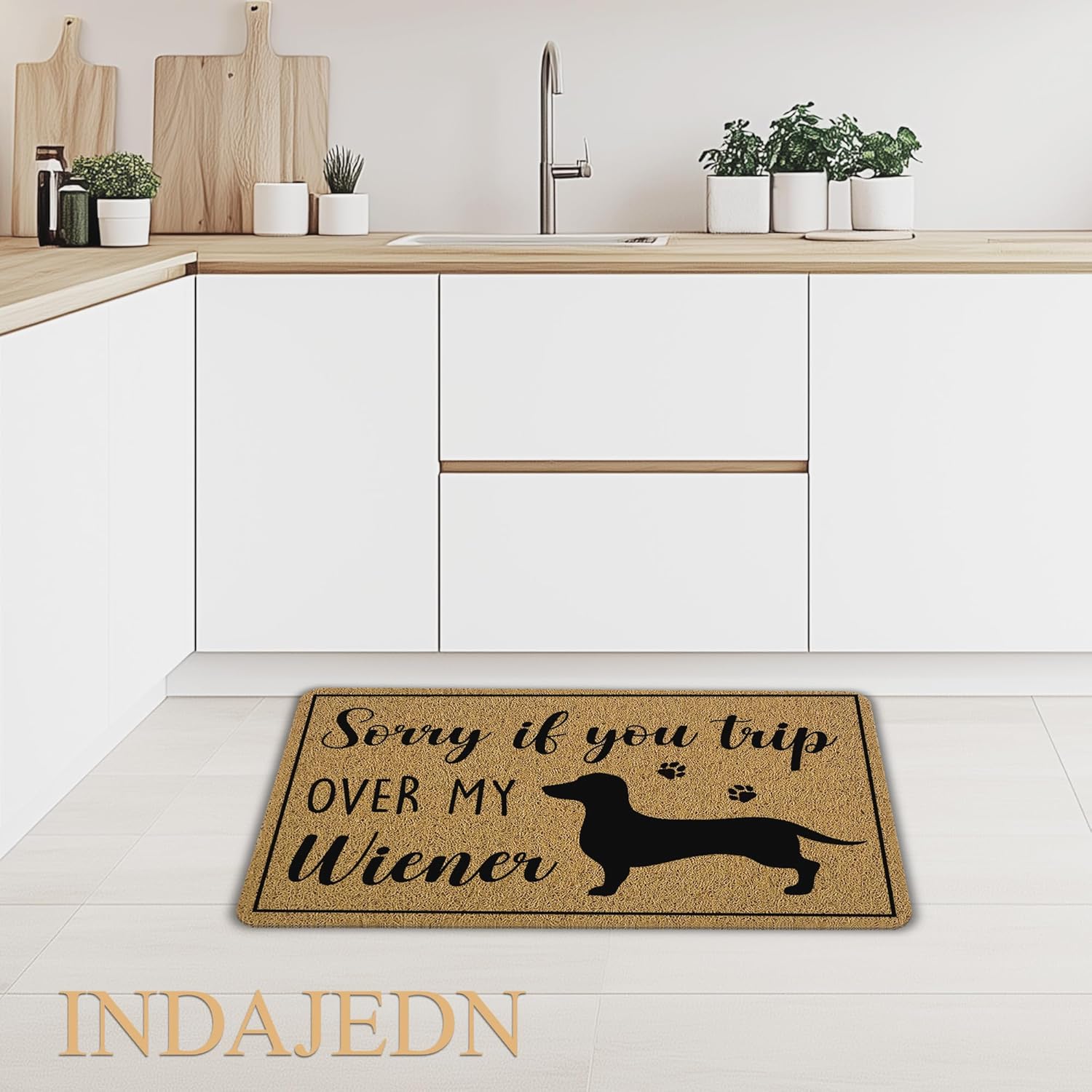 Funny Dachshund Gifts Door Mat 18x30 Inch, Weiner Dachshund Dog Doormat, Don't Trip Over My Wiener Welcome Mats for Front Door Porch Outside Inside Outdoor Indoor Entrance.