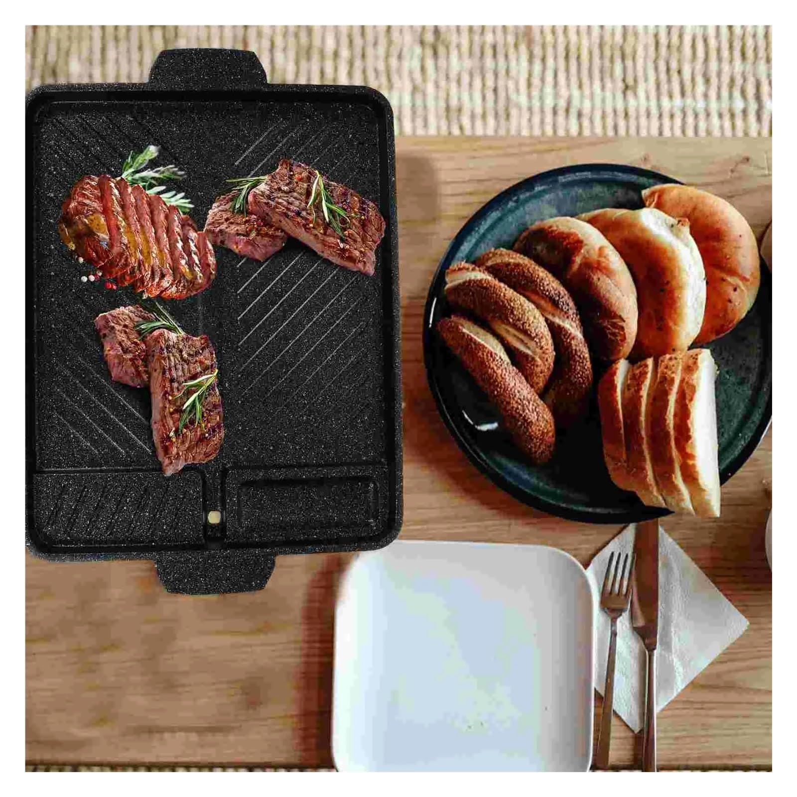 Bandeja de Horno Parrilla for Acampar al Aire Libre, Wok Antiadherente, sartén for Barbacoa, Plato de Cocina, Carne, Barbacoa, Bandeja de Aluminio for el hogar, Suministro de Parrilla