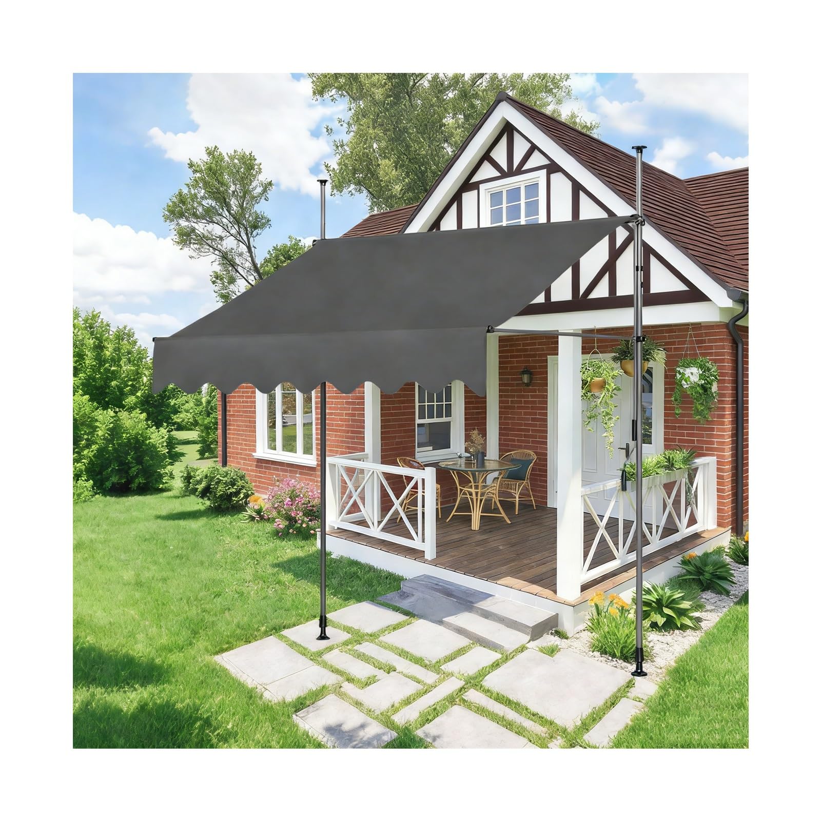 LWJSOCP Retractable Patio ning 2.5M/8.2FT - Manual Crank Handle ning for Balcony Door Window & Storefront - Gray Outdoor e Solut