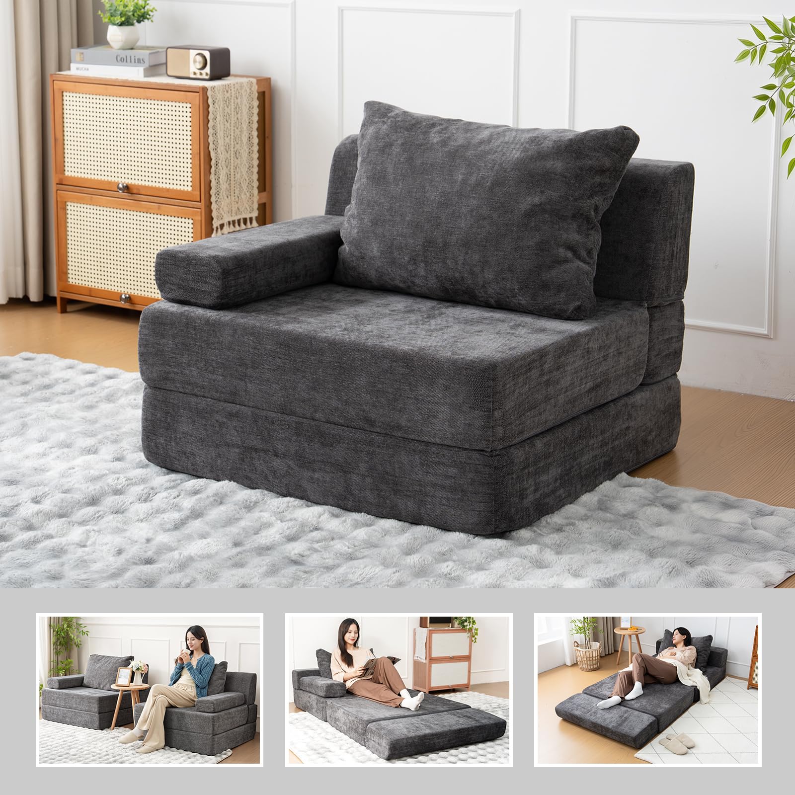 Amazon｜HOMFINE【新モデル】ソファ ソファーベッド 一人掛け 3WAY 1人