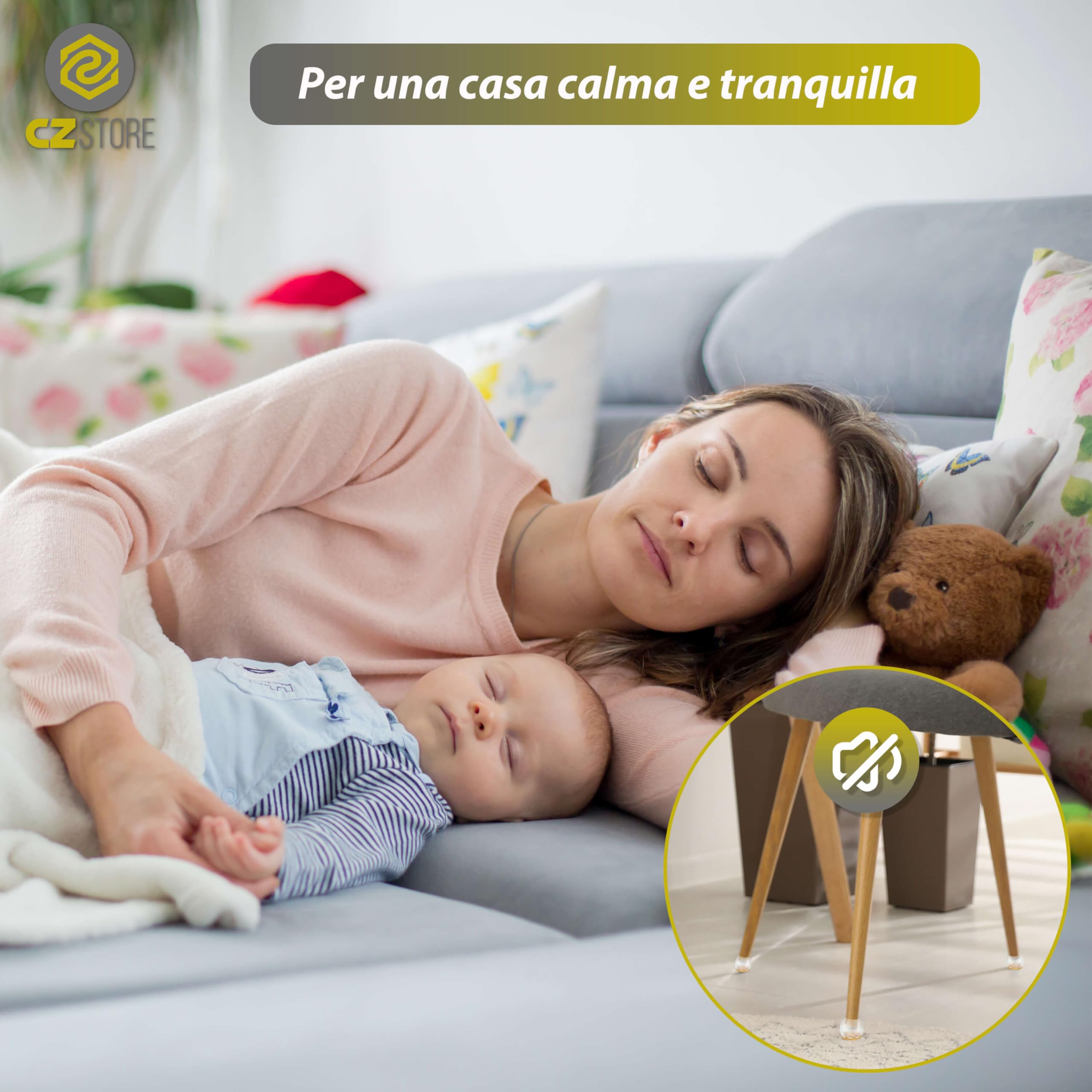 Gommini per Sedie -✮GARANZIA A VITA✮-Piedi Rotondi per Mobili, Sgabelli, Tavoli, Divani - Feltrini Antiscivolo per Gambe Sedie Fondo in Feltro|12-16 mm| (trasparente - 40 pezzi, Rotondo XS (12-16 mm))