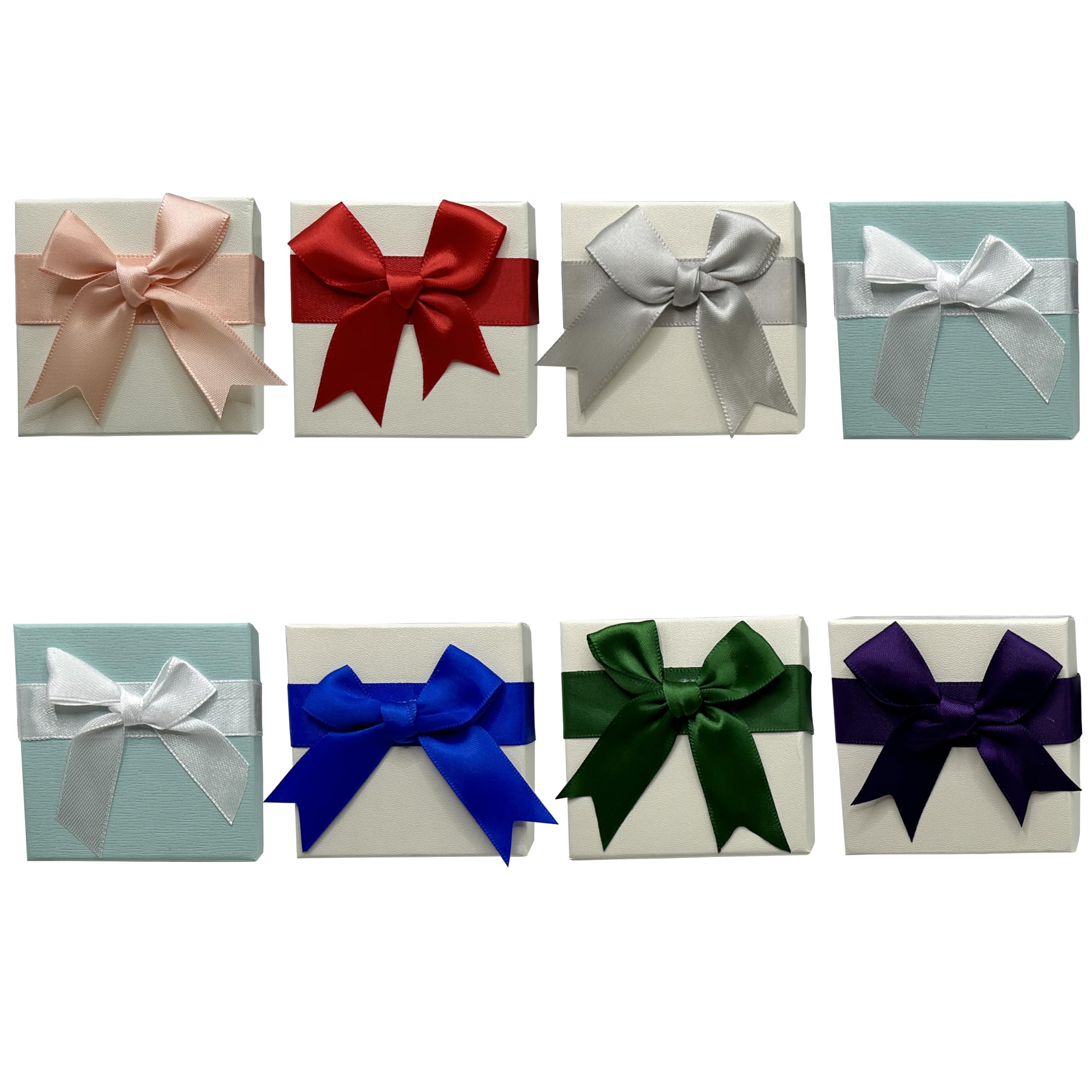 PeaceMarsing 8 Piezas Caja de Regalo Mini Cuadrada, 7x7 cm, Con Lazo y Terciopelo, Joyero de Aniversario, Boda y Cumpleaños Para Bisutería, Anillos, Pendientes, Collares y Pequeños Regalos