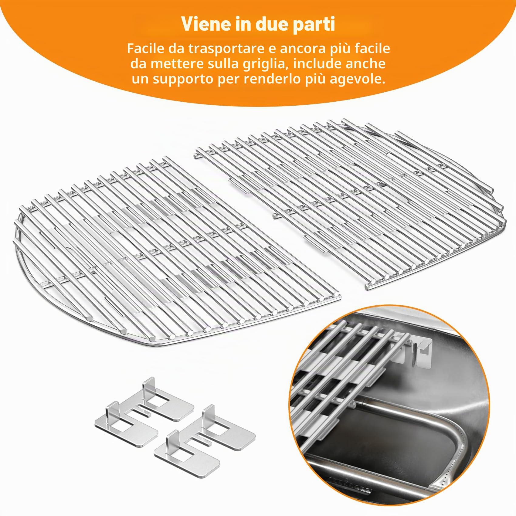 Onlyfire Griglie di cottura in acciaio inossidabile adatte per griglia a gas serie Weber Q2000, Q2200, Q2400