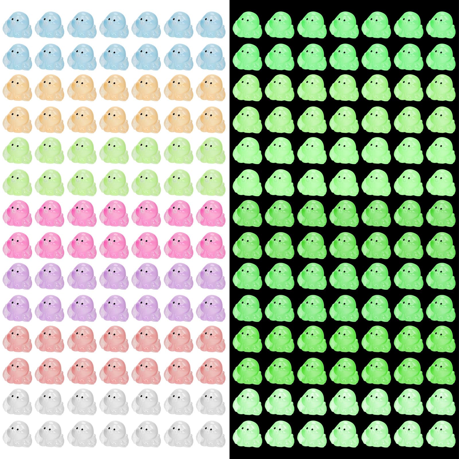 120pcs Luminous Mini Resin Octopus, Glow in the Dark Octopus Tiny Octopus Figures Miniature Octopus Figurines Small Resin Octopus for DIY Crafts Dollhouse Garden Decor (8 Colors)