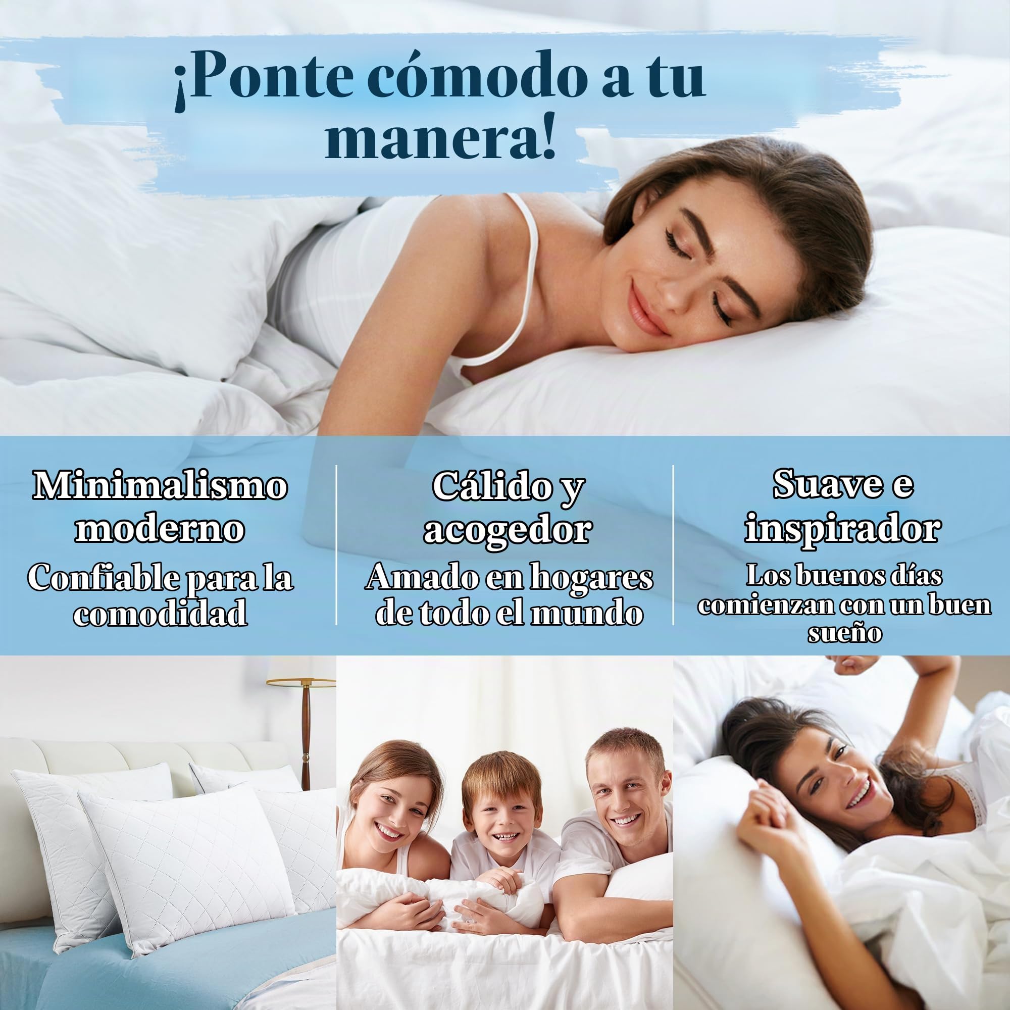 Orange Wave Almohadas 50x70 cm Pack de 2 – Microfibra hipoalergénica, Suaves y Transpirables, certificadas Oeko-Tex, Ideales para Dormir cómodamente