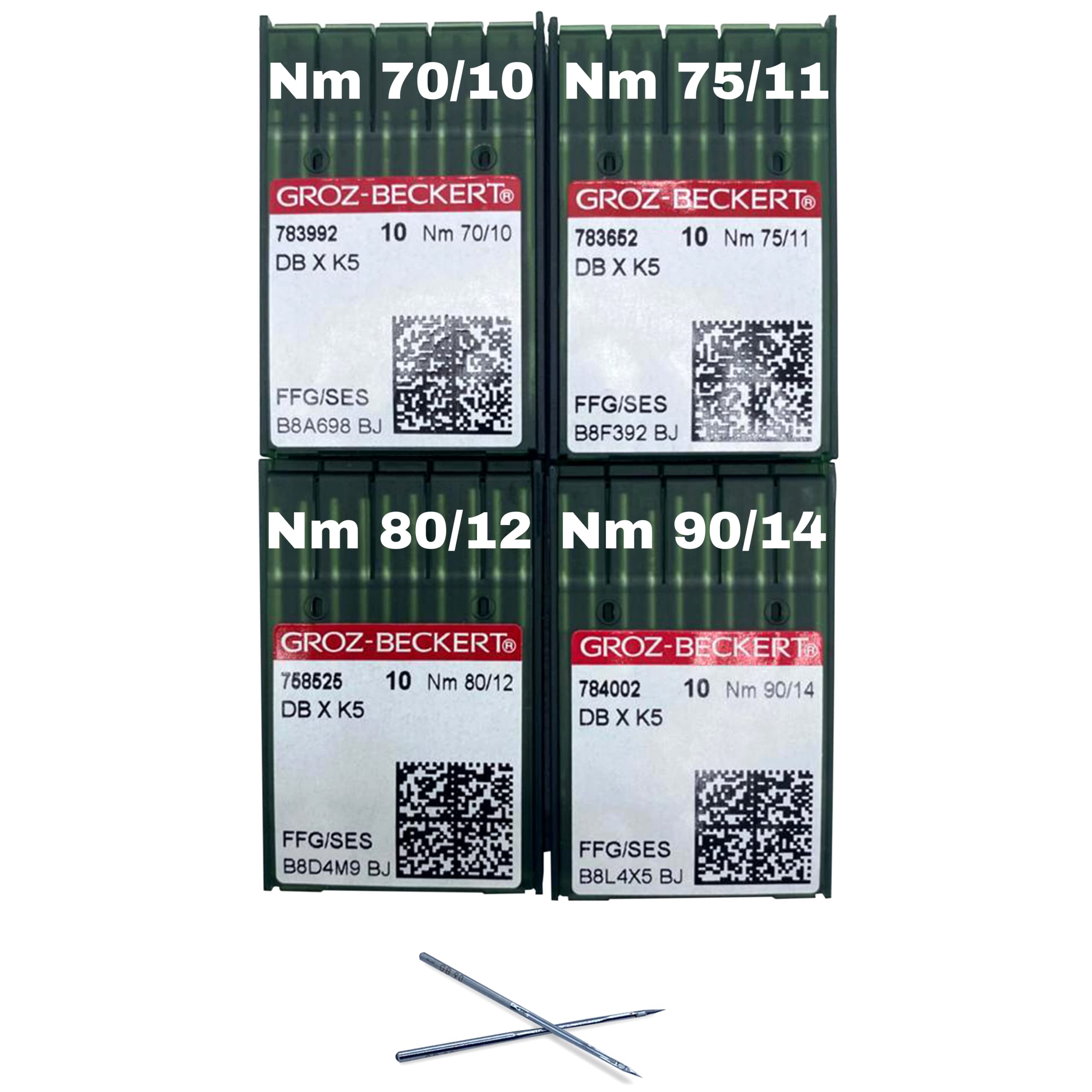 Groz-Beckert 80 PCS GROZ-BECKERT DBXK5 Needle FFGBall Point 20 PCS of Each Size (7010) (7511) (8012) (9014) Embroidery Sewing Machine Needles Compatible with Tajima Barudan SWF Feiyue Feiya
