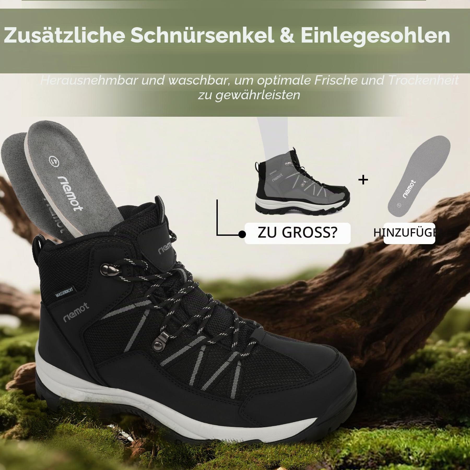 riemot Wanderschuhe Damen Trekkingschuhe rutschfeste Stiefeletten Outdoor Trekking Schuhe Hiking Boots Camping Backpacking Wanderstiefel
