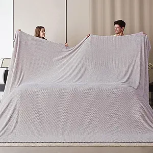 Oversized King Fleece Blanket 120x120 Inches, Seamless Soft Cozy 3D Jacquard Flannel Blanket 10'x10' Extra Large for Bed, Sofa, Couch, Travel & Camping, California King Throw, Taupe Leaf