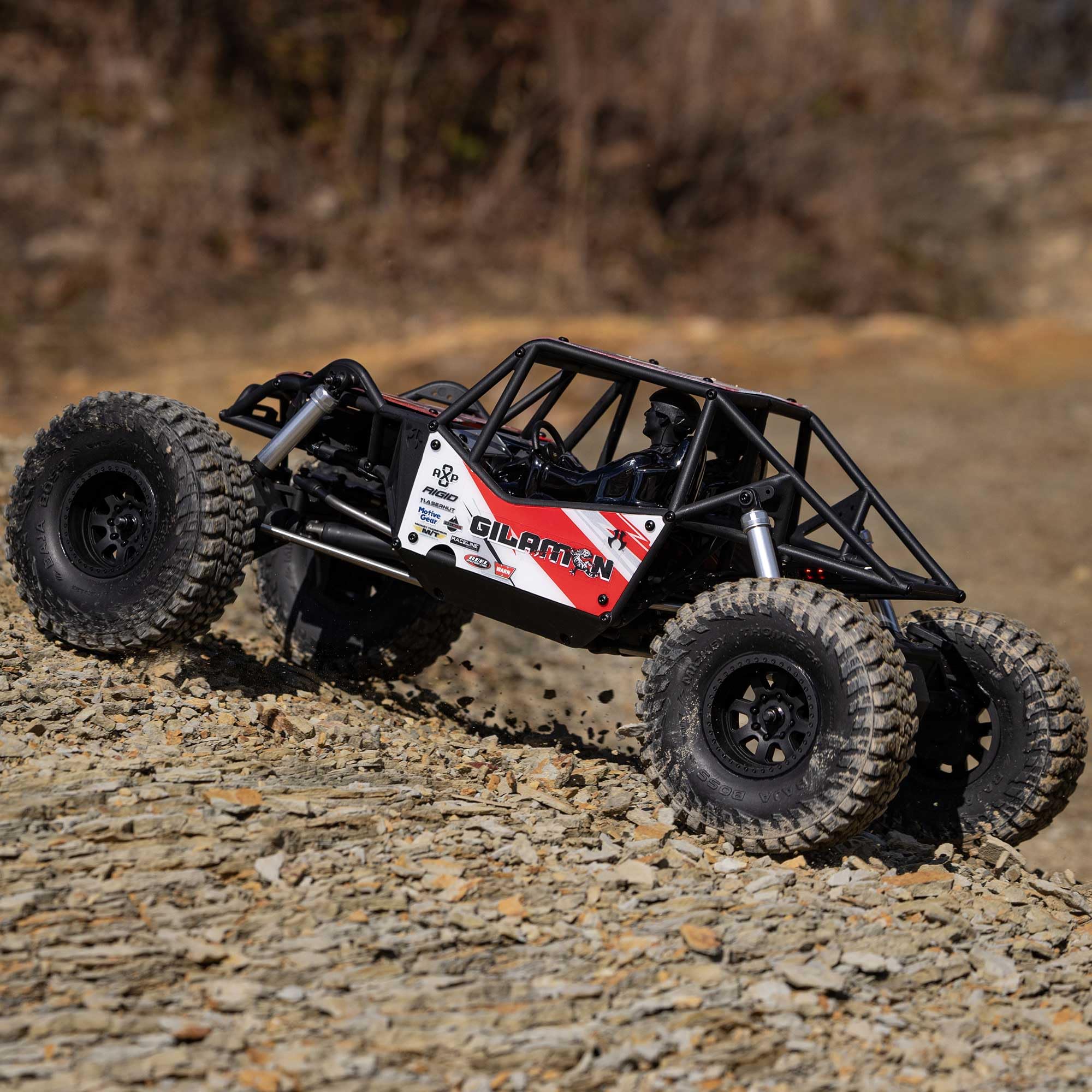 Axial 1:8 AXP8 Gilamon 2.2 4x4 Ready to Run Trail Buggy Rock Crawler, Motor de Cepillo, ASD, sin batería ni Cargador, Rojo