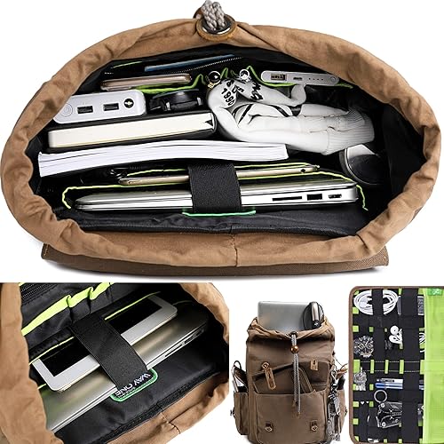 Miniatura 4 de Mochila de cuero para hombre, mochila vintage impermeable, mochila para hombre, senderismo, viajes al aire libre, gris, 16 pulgadas, Viajar