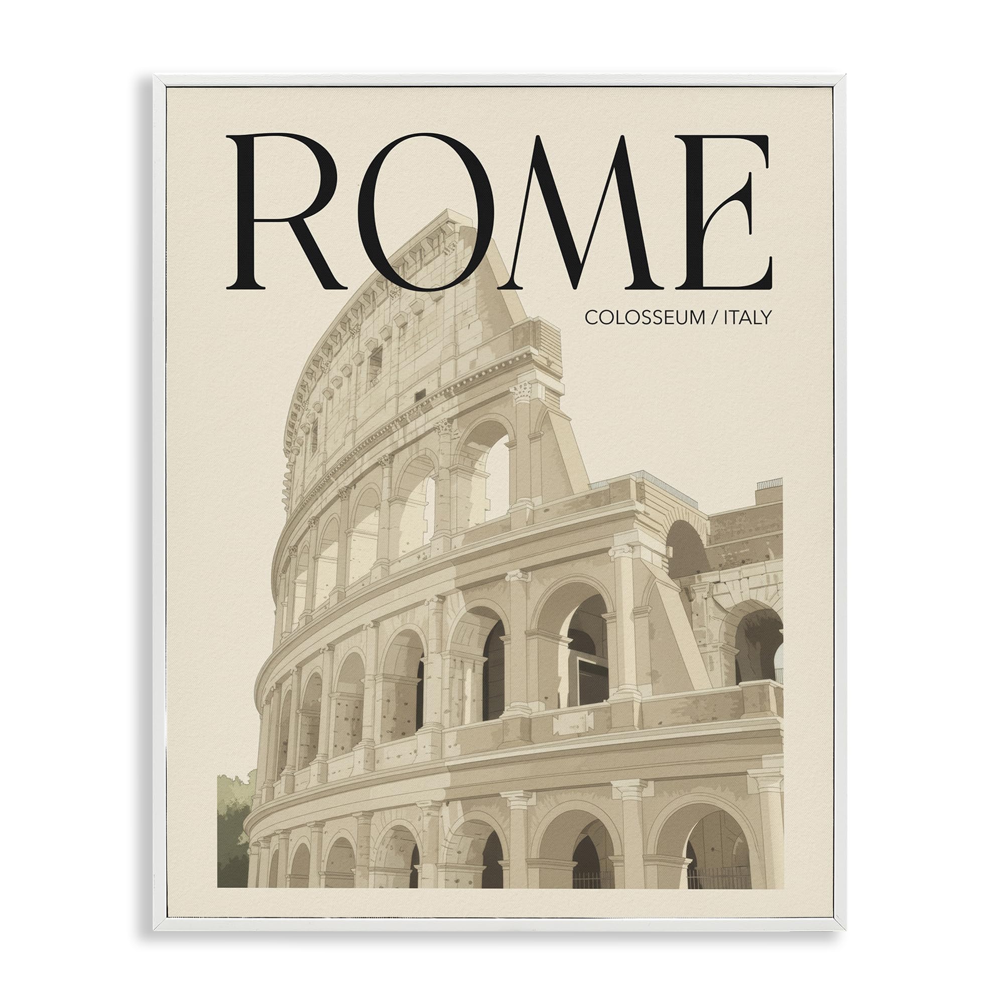 Stupell Industries 'Vintage Rome Colosseum', Framed Giclee Art, White, 24 x 30 Inches, Easy to Hang and Sturdy, Made in USA, by Andreas Magnusson