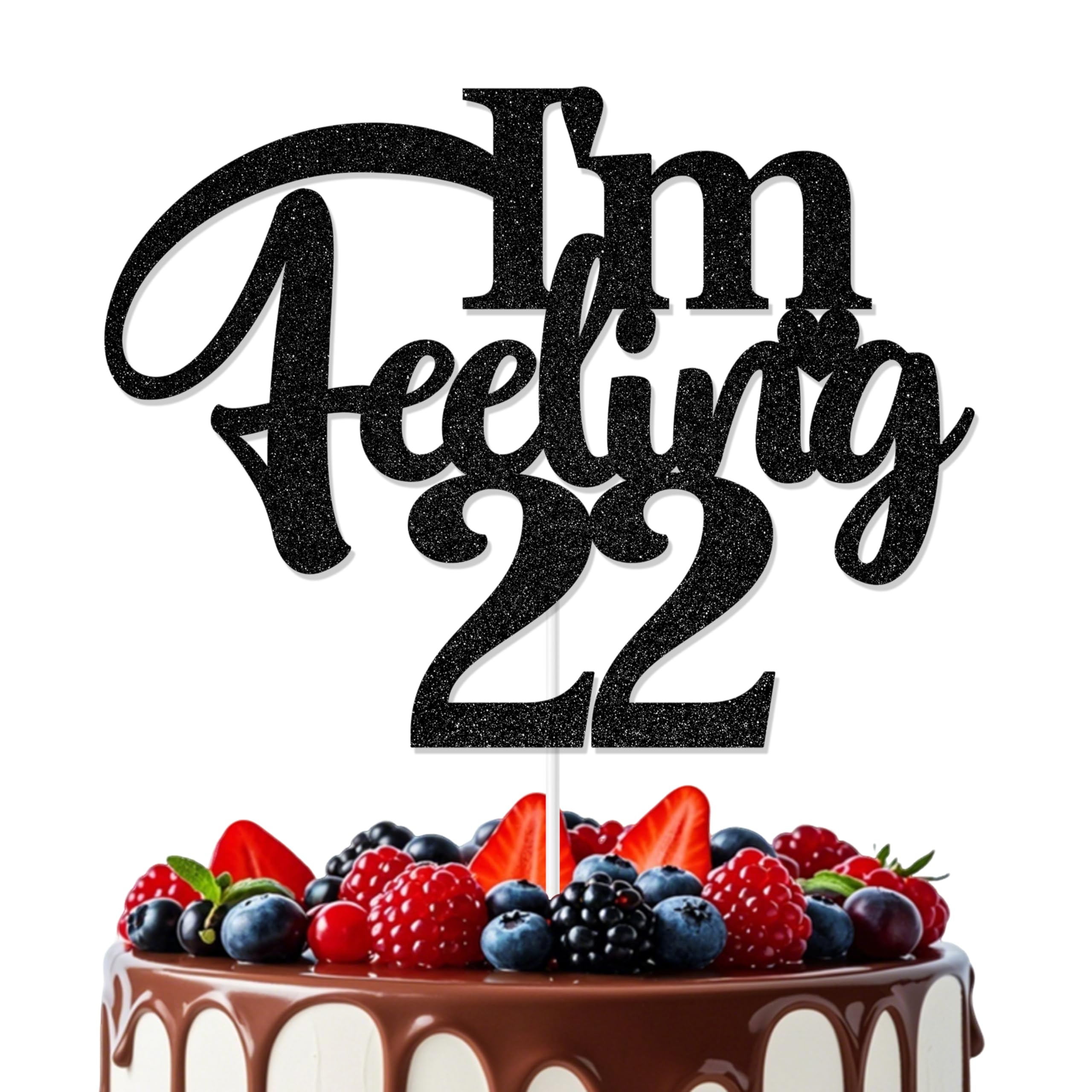 Aumccxz I'm Feeling 22 Cake Topper Happy 22nd Birthday Cake Topper I Don't Know About You But I'm Feeling 22 Birthday Decorations Black
