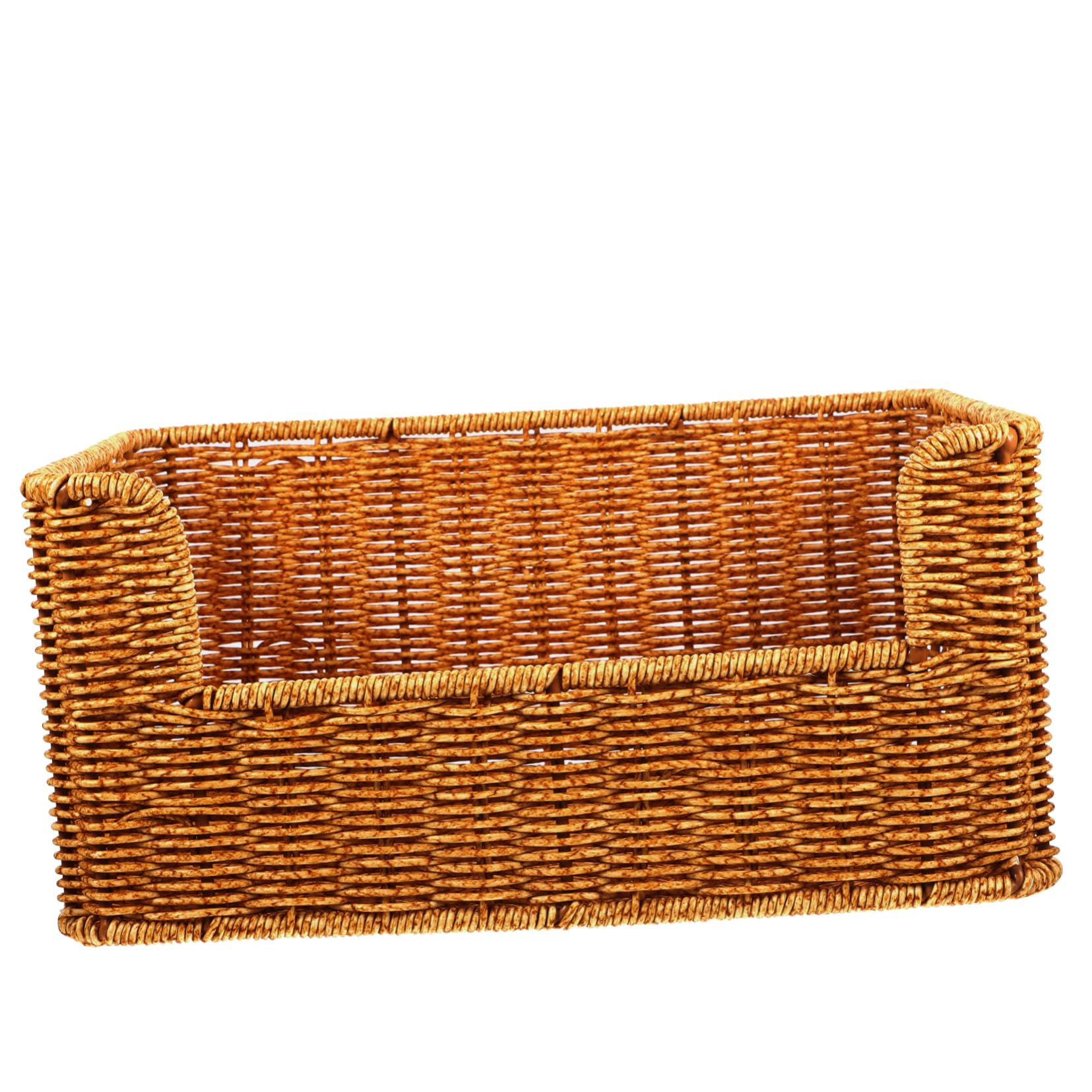 Happyyami Woven Plate Rattan Storage Basket Desktop Sundry Tray Imitation Rattan Woven Basket