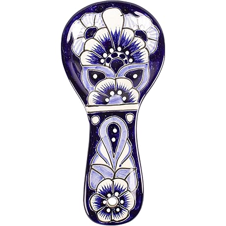Authentic Mexican Kitchen Talavera Ceramic Spoon Rest: Blue
