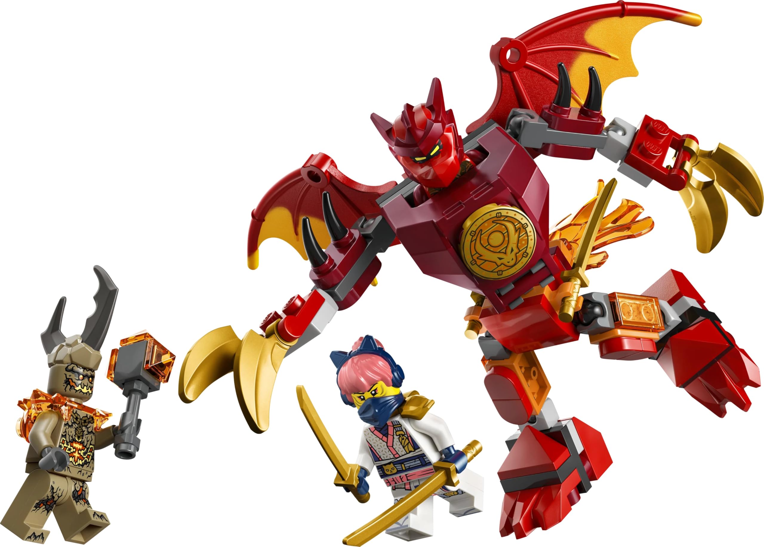 LEGO NINJAGO Kai’s Dragon Mech Battle Pack - Mech Toy - Playset with 3 Minifigures - 71851 — Amazon image 2