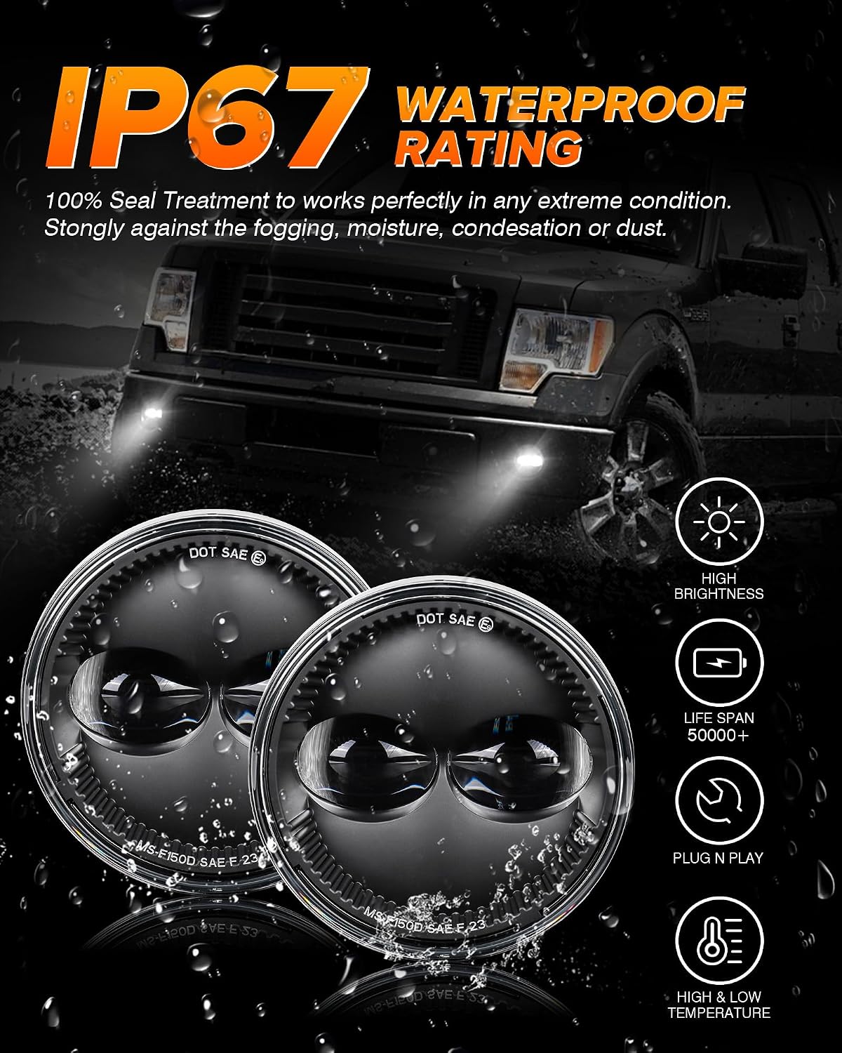 Z-OFFROAD 4.5 Inch DOT Approved LED Fog Lights Assembly Compatible with 2006-2014 Ford F150, 2pcs