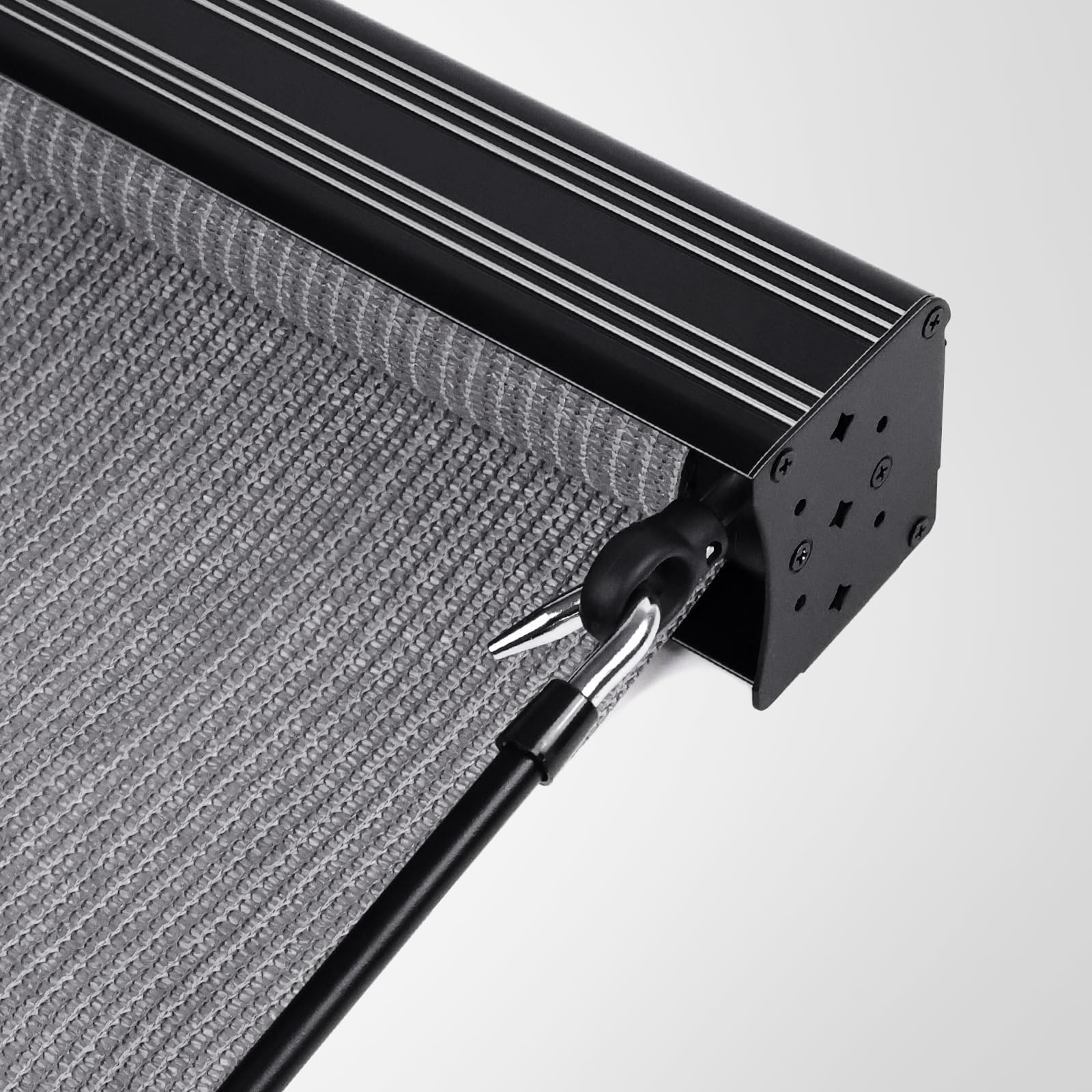 Artpuch Outdoor Roller Shade 8' W x 8' H Gray Blackout Fabric Blind with Aluminum Valance