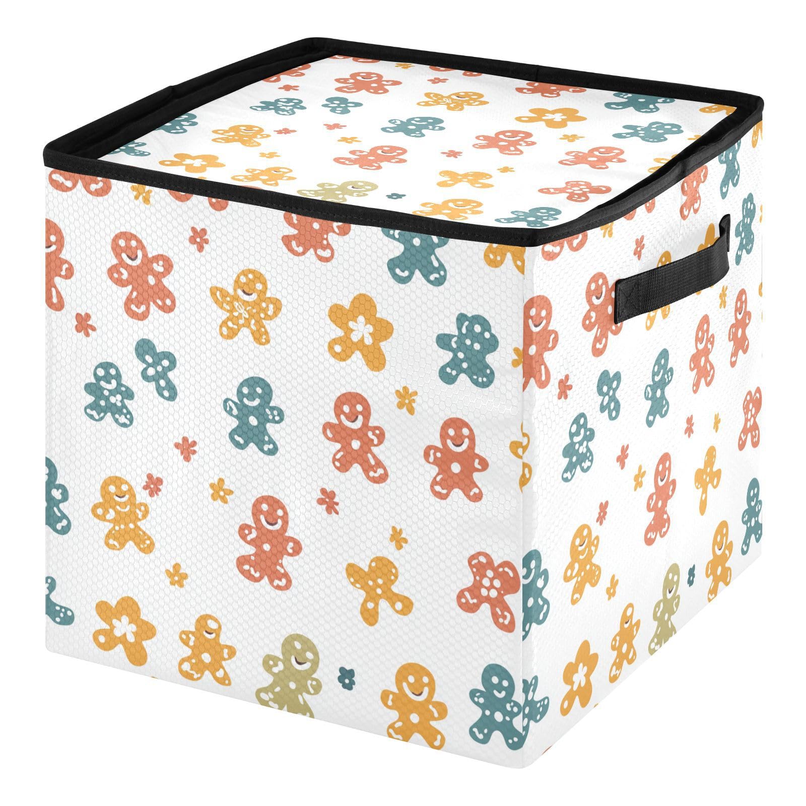 Boîte de rangement Noël 64 compartiments réglables et couvercle motif pain d'épices