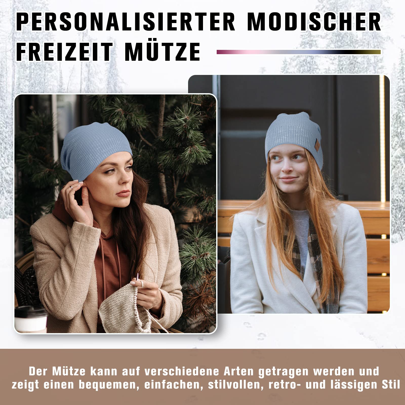 Hamuni Slouch Beanie Czapka damska, męska, elastyczna, miękka, wygodna, z dżerseju, klasyczna, modna, długa czapka typu beanie, idealna na wiosnę, jesień i zimę, niebieski, jeden rozmiar