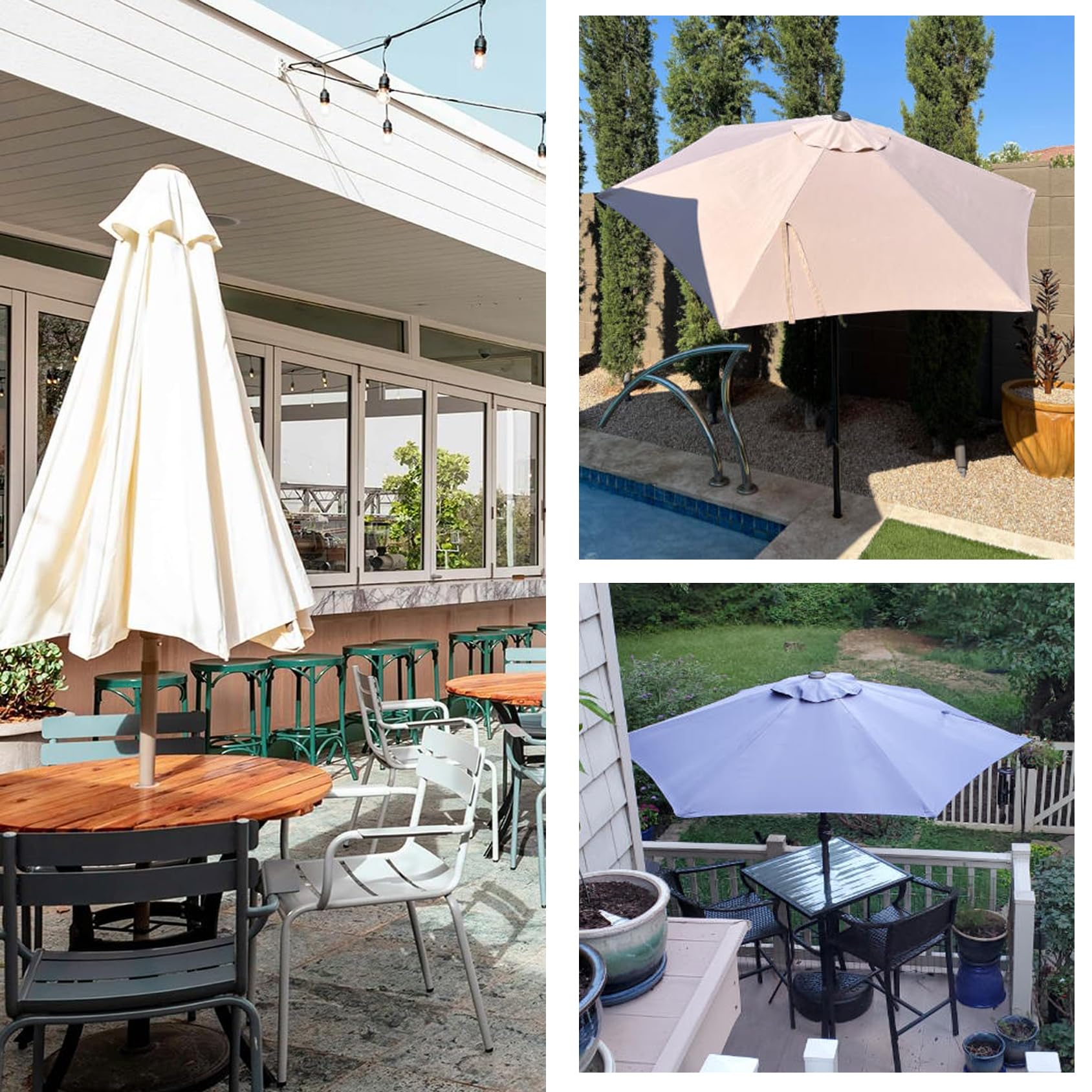Telo Ombrellone Esterno, 6/8 Stecche, Antintemperie UV, Patio Giardino | Copertura durevole resistente a UV e acqua per patio, giardino e spiaggia.(Burgundy,3.5m/11.5ft8 Rib)