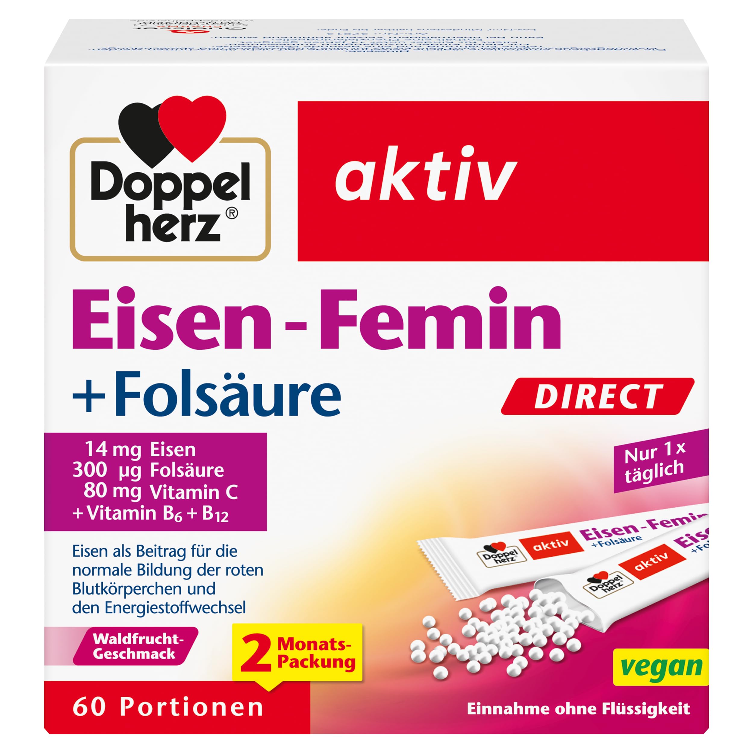 Doppelherz Eisen-Femin DIRECT mit Vitamin C + B6 + B12 + Folsäure