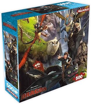 How to Train Your Dragon 500 Piece Jigsaw Puzzle 8x8 Box, 16x20 Inch Puzzle with Movie Artwork, Glare-Free Finish, Precision Cut, Officially Licensed Collectible & Merchandise for Fans - Aquarius