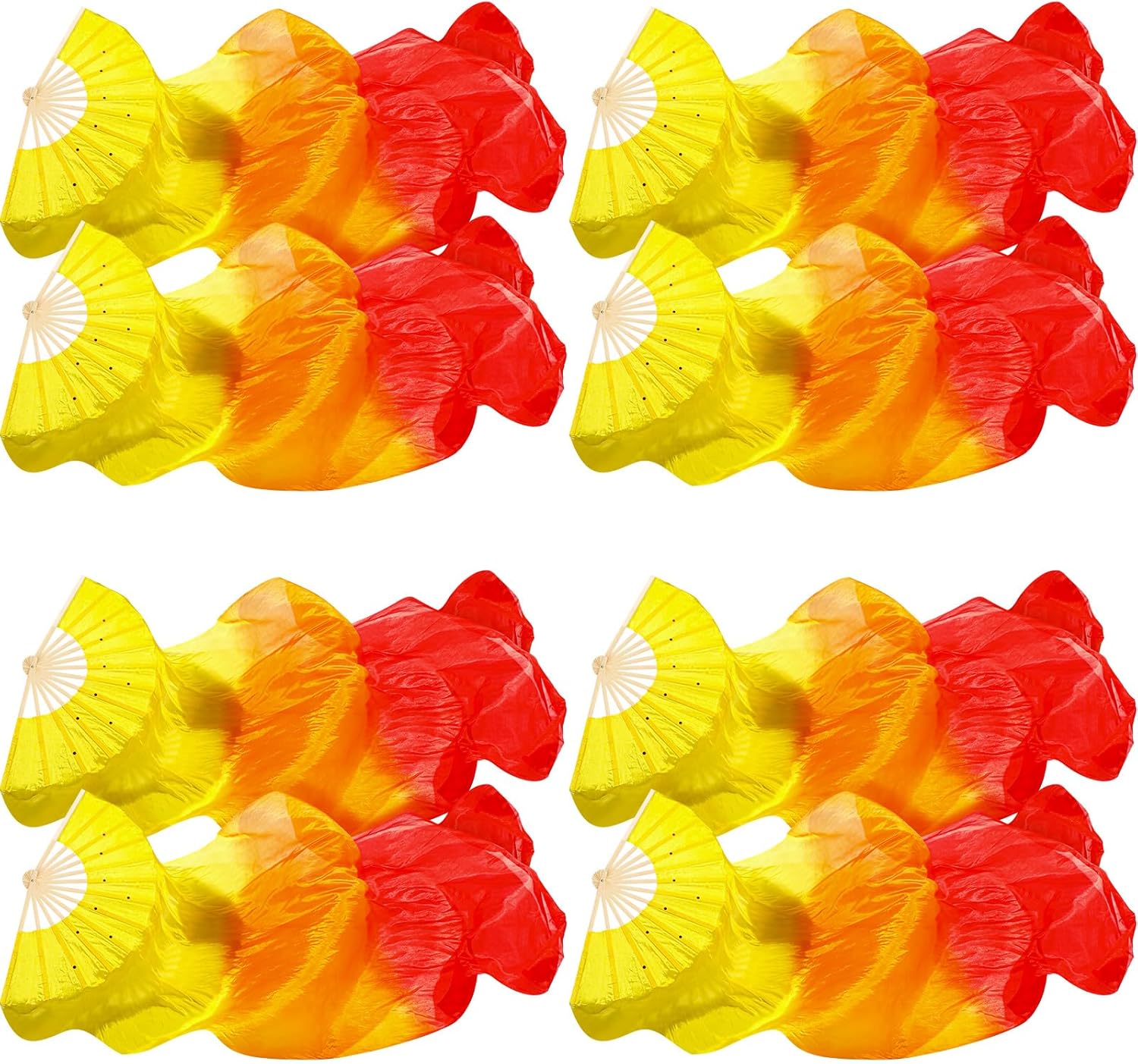 Qunclay Artificial Silk Bamboo Fans Veils Long Belly Dance Silk Fan Colorful Gradient for Dance Dancer Women Left & Right Hand 180 x 90 cm