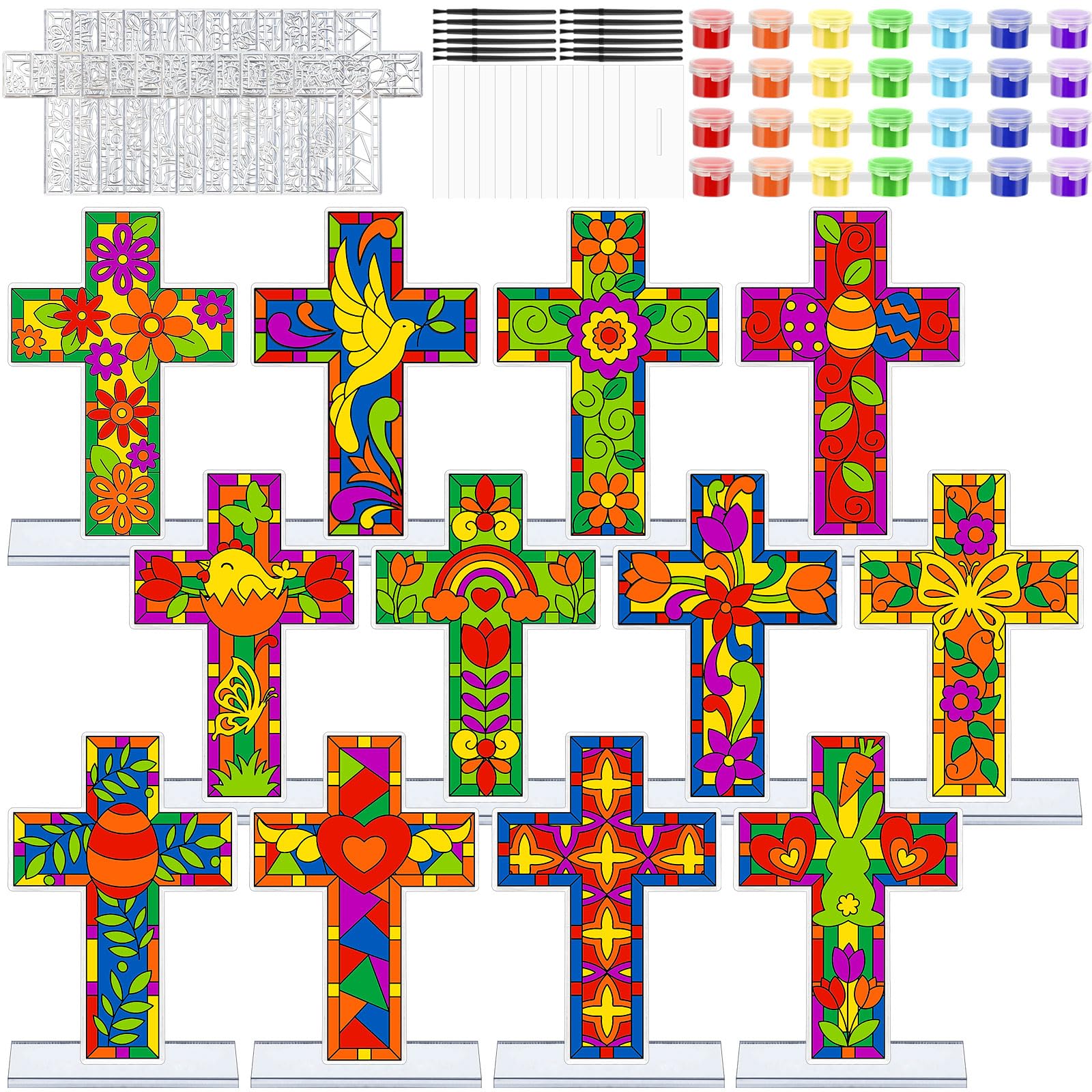 Lot de 24 attrape-soleil religieux en forme de croix avec support pour enfants, Jésus VBS dimanche, école, salle de classe, activité domestique, église, cadeau