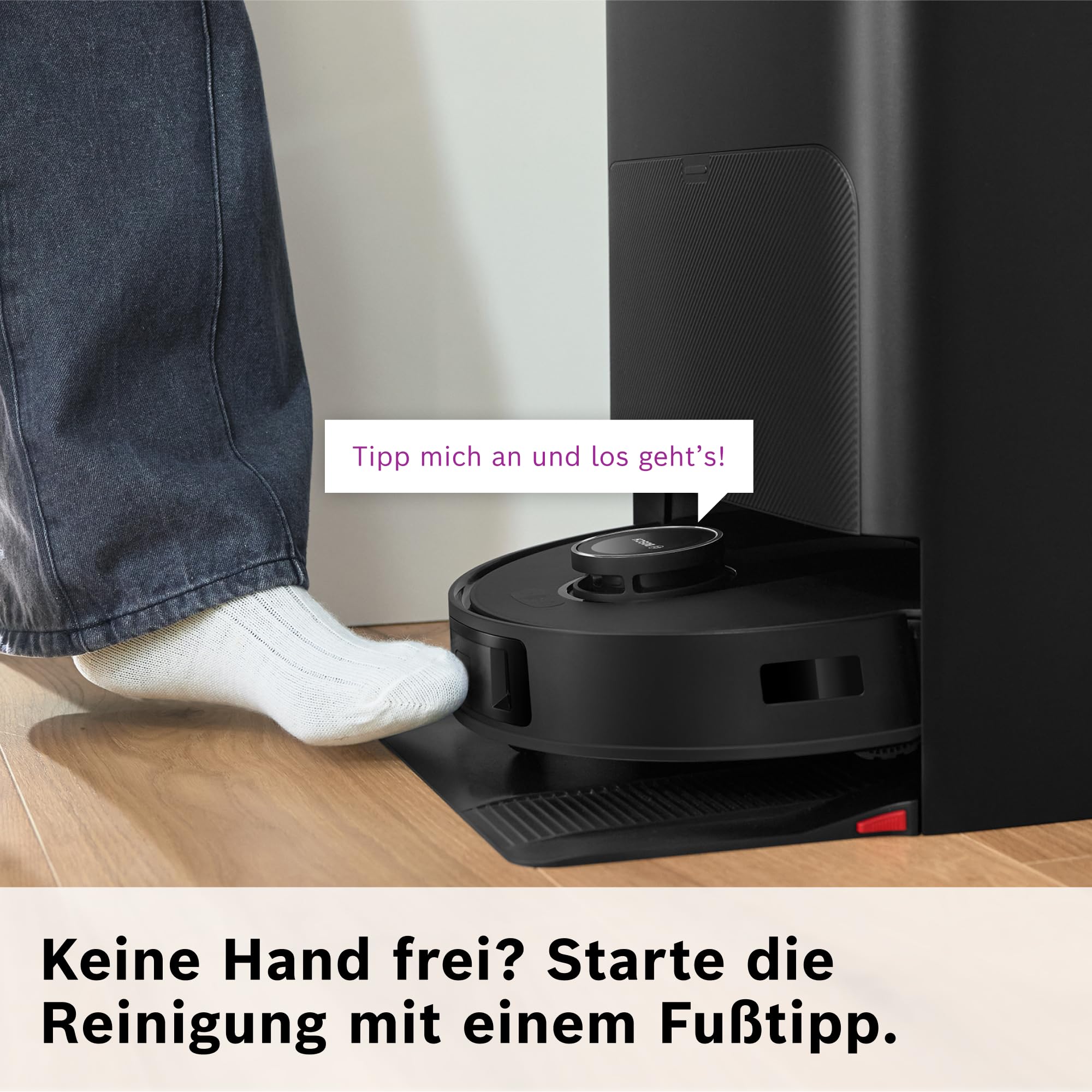 Bosch Spotless Max BCRDW3B Saugroboter mit Wischfunktion, 11.000 Pa Saugkraft, rotierende Wischpads, Nass-Trocken-Servicestation, Selbstreinigung, Smart Vision Navigation, Steuerung per App, schwarz