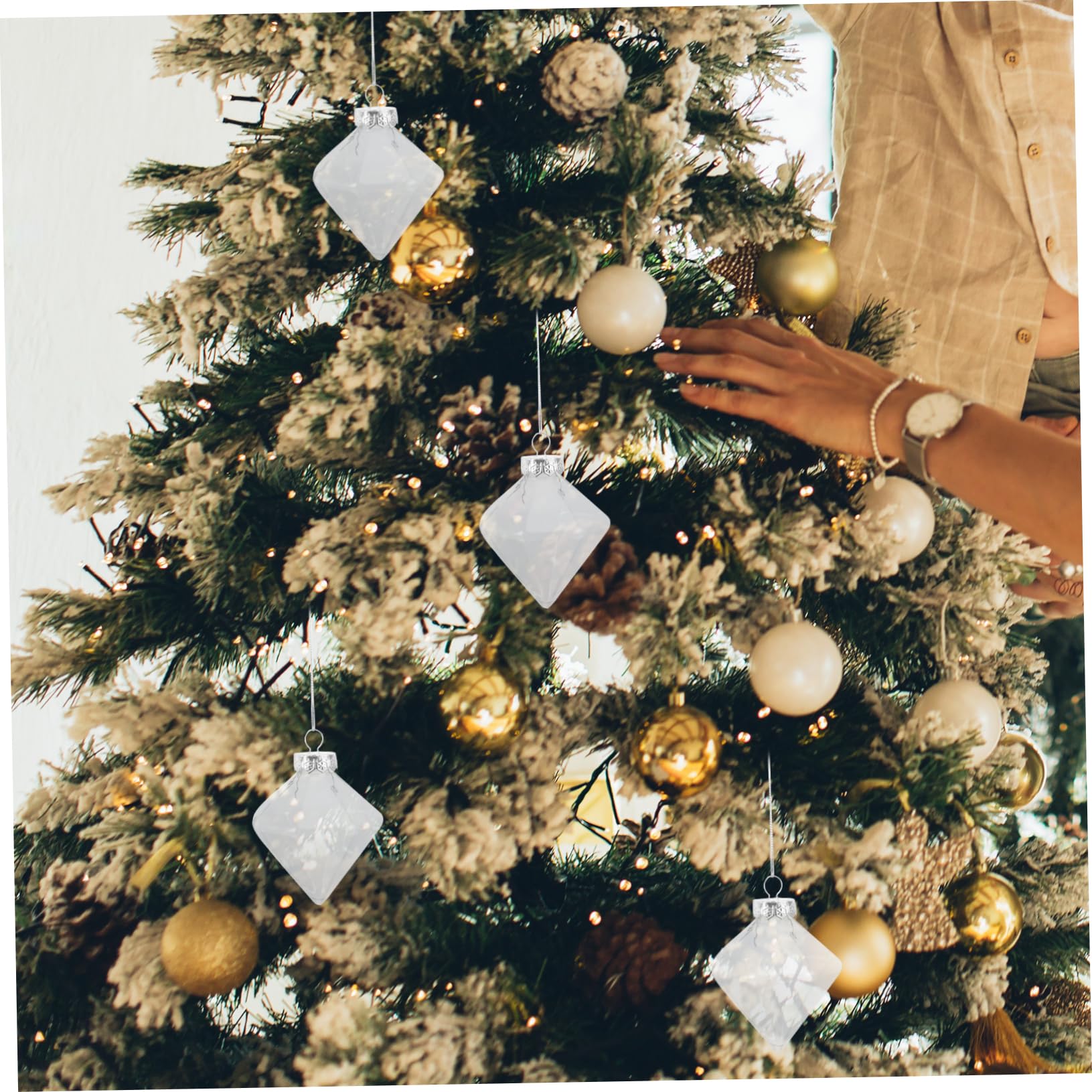 PartyKindom 3 Set Ornamento Dell'albero Di Natale Di Di Natale Piccole Palline Di Chiare Di Polistirolo Espanso Sfere Di Perle Transparent Plastica 12 Pezzi * 3