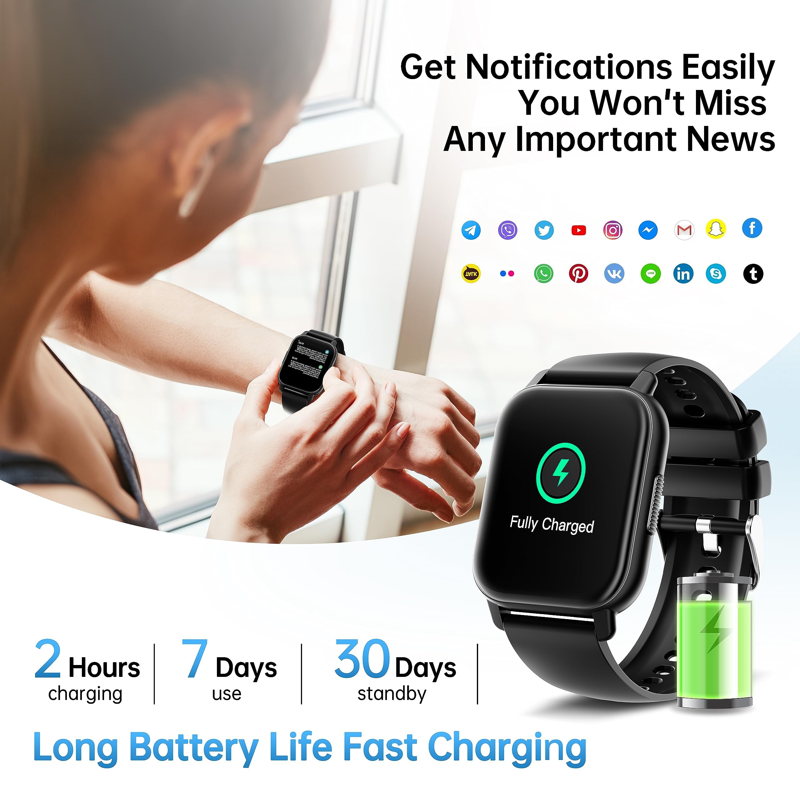 Smartwatch Uomo Donna con Effettua o Risposta Chiamate, 1.85" Orologio Smartwatch Contapassi/Sonno/Cardiofrequenzimetro, 110+ Modalità Sportivo Smart Watch, IP68 Orologio Fitness per Android iOS