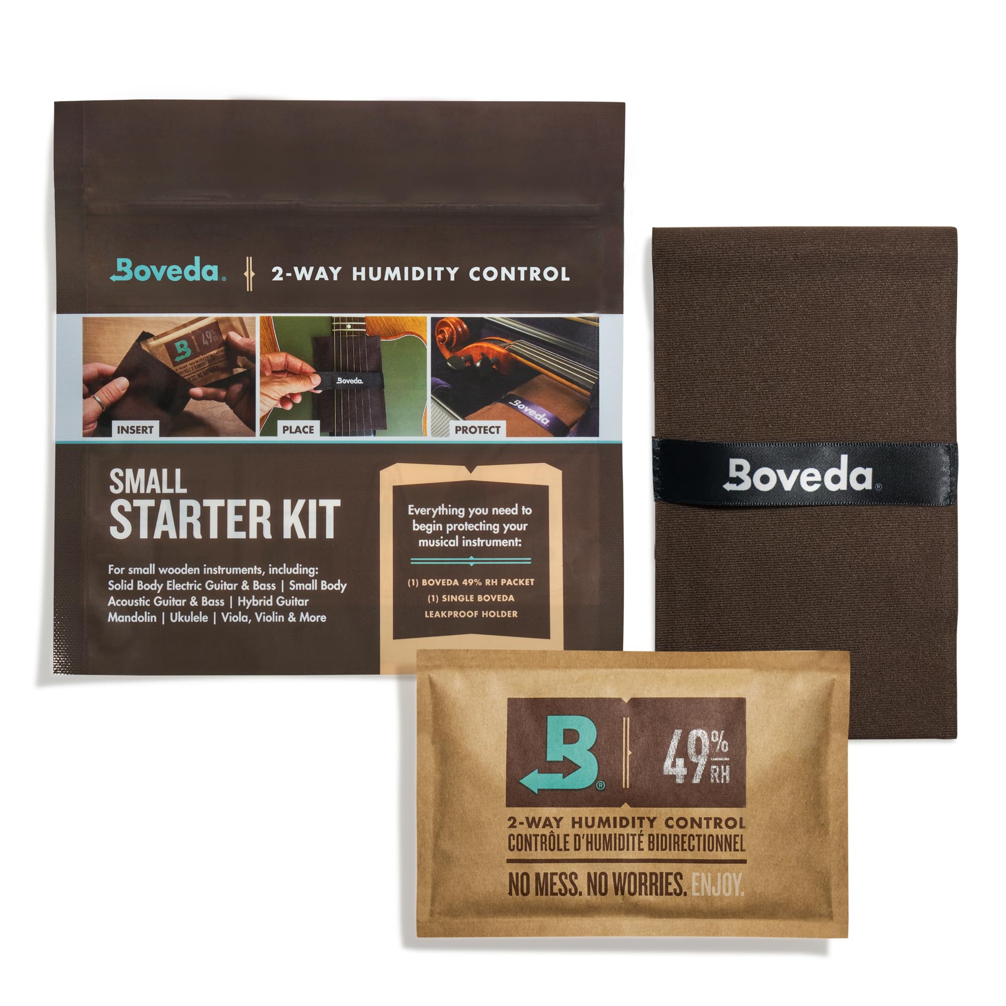 Music Small Starter Kit - (1) 49% RH Standard Boveda - Ideal Two-Way Humidty Control for MOST CLIMATES - For Ukulele, Violin, Clarinet & Other Small Wooden Instruments