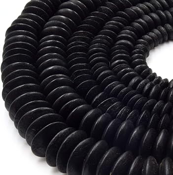 Wood Saucer Beads | Natural Brown Red Black Saucer Shaped Wooden Beads with 1.5mm Holes - 10mm 12mm 14mm 16mm 18mm Available Black 12mm