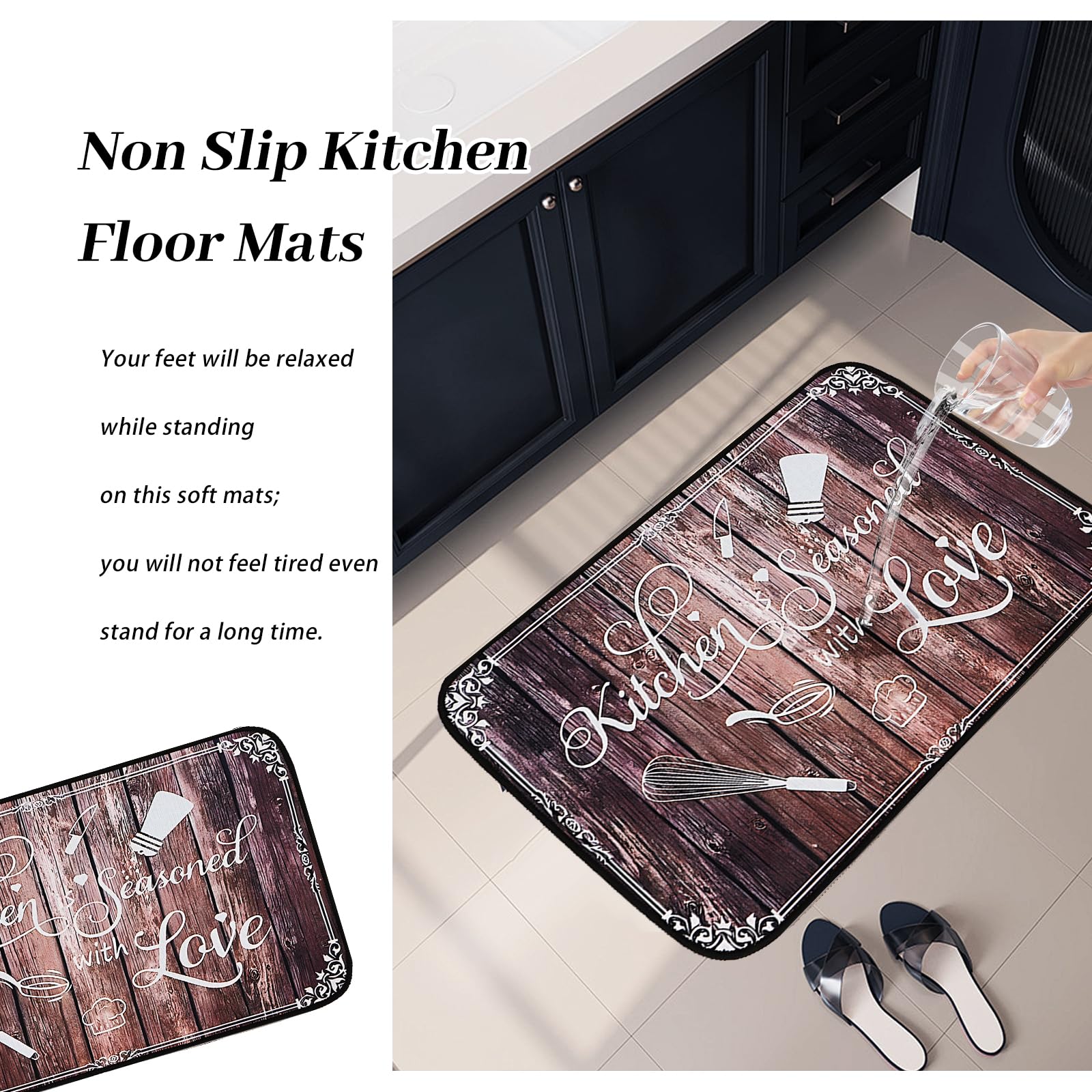 Fecialy Set di tappeti da cucina e tappetino da cucina antiscivolo 2 pezzi, tappeti da cucina resistenti e anti-fatica, tappetino da cucina lavabile per cucina, sala da pranzo,40x60+40x120cm