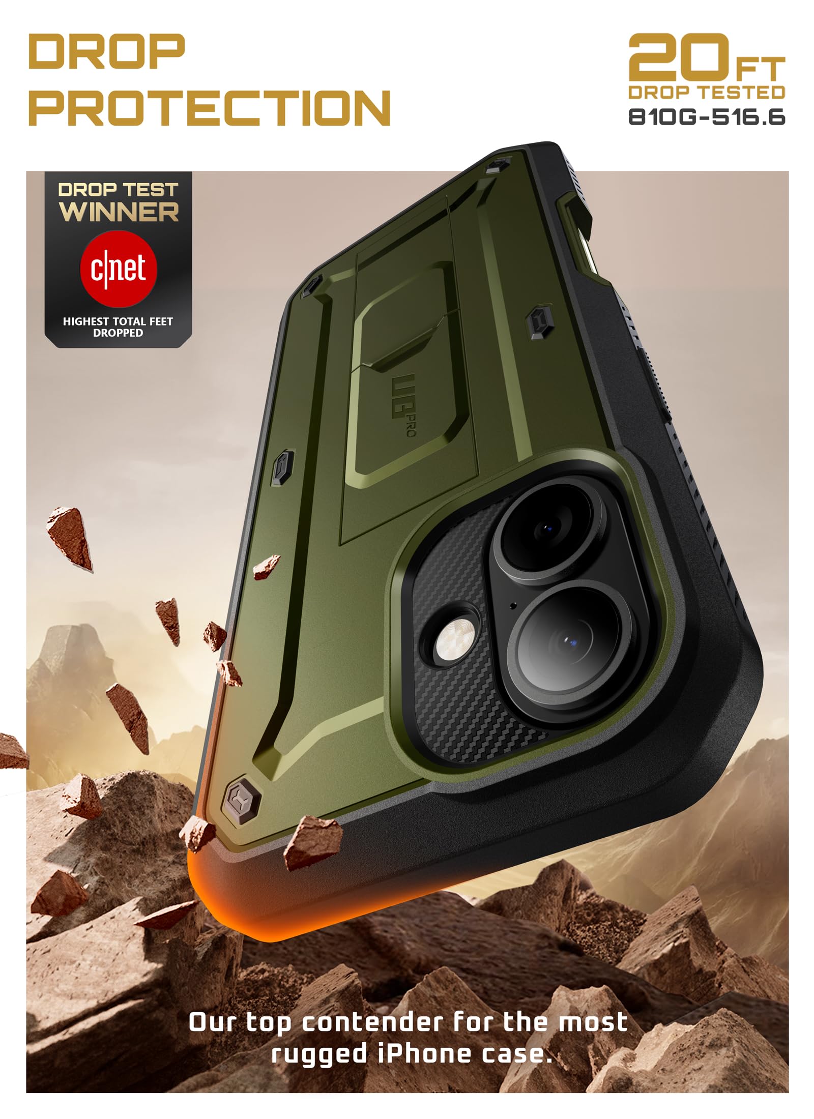SUPCASE Funda para iPhone 17 6.3 Inch con Botón de Control de Cámara [UB Pro] Carcasa con Protector de Pantalla [Protección de Grado Militar],Verde