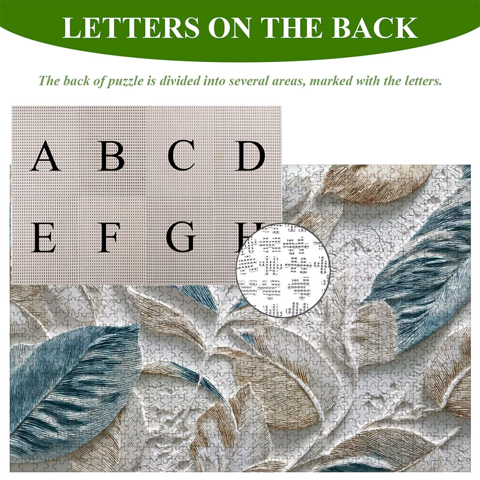 Puzzle 1200 Piezas Adultos Azul & Hoja, Rompecabezas con Letras Traseras y Póster, Pasatiempo Antiestrés, Decoración de Pared, Regalo Decorar Mujer Hombre 75 x 50 cm (14 Años +) P3#142