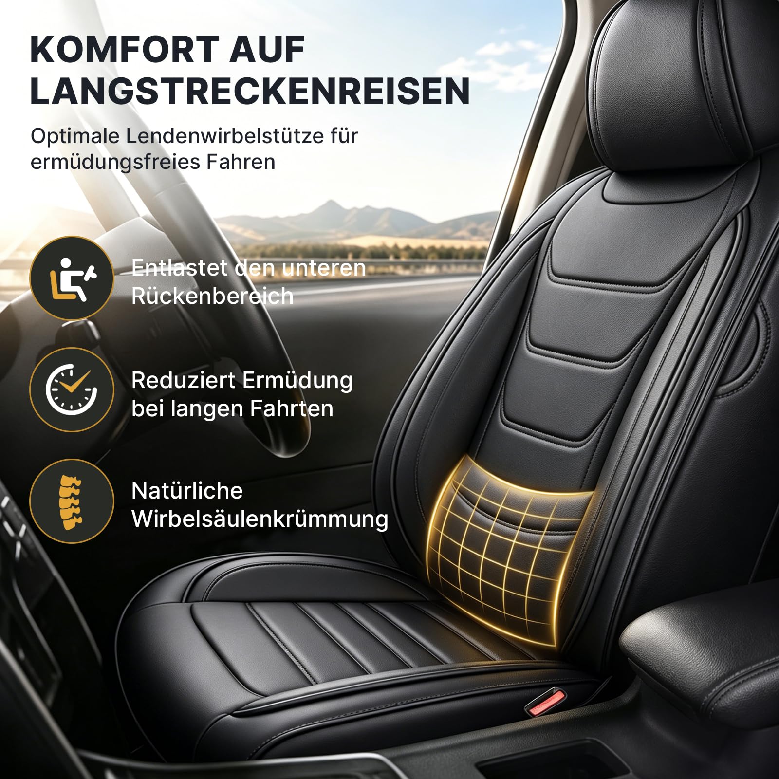 Autositzbezüge Kunstleder Komplettset für BMW 118 1999-2026, Auto Sitzbezug für 5 Sitze, Wasserabweisend, rutschfest, Vordersitze und Rücksitze, mit Montagezubehör, Schwarz
