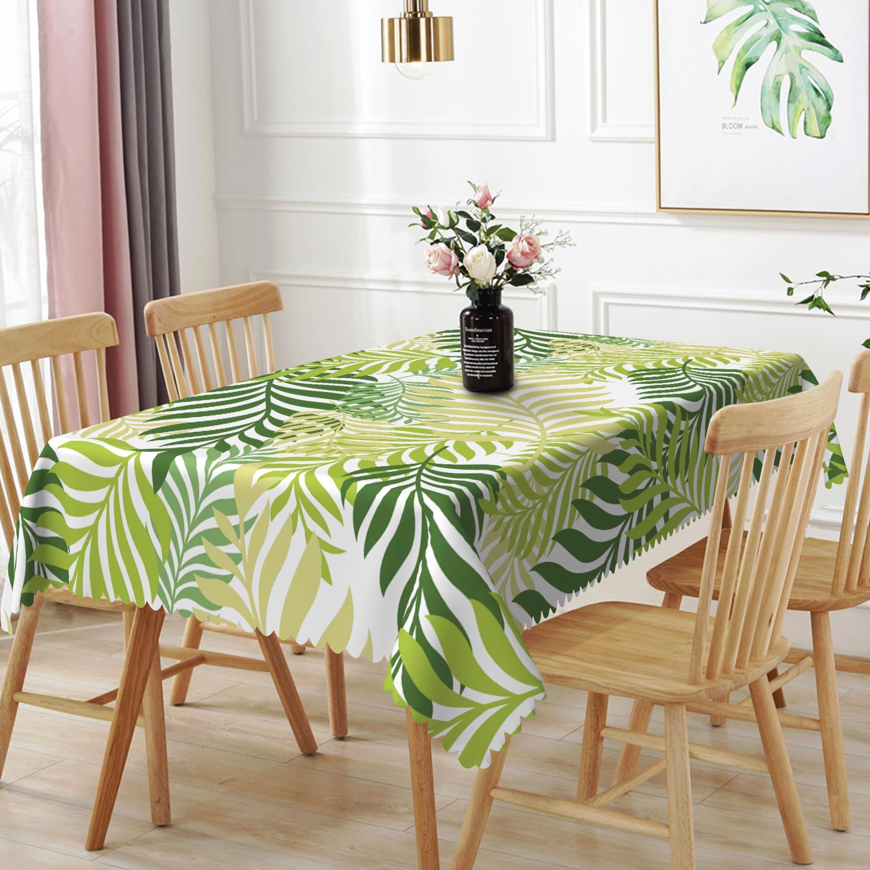 TTQYFNM Mantel Rectangular De Hojas De Palma Tropicales De Verano, 54 X 70 Pulgadas, Resistente A Las Manchas, Sin Arrugas, Para Cocina, Comedor, Decoración De Fiesta Temática Hawaiana