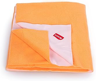 Luv Lap Instadry Anti-Piling Fleece Extra Absorbent Quick Dry Sheet for Baby, Baby Bed Protector, Waterproof, Large, Orange