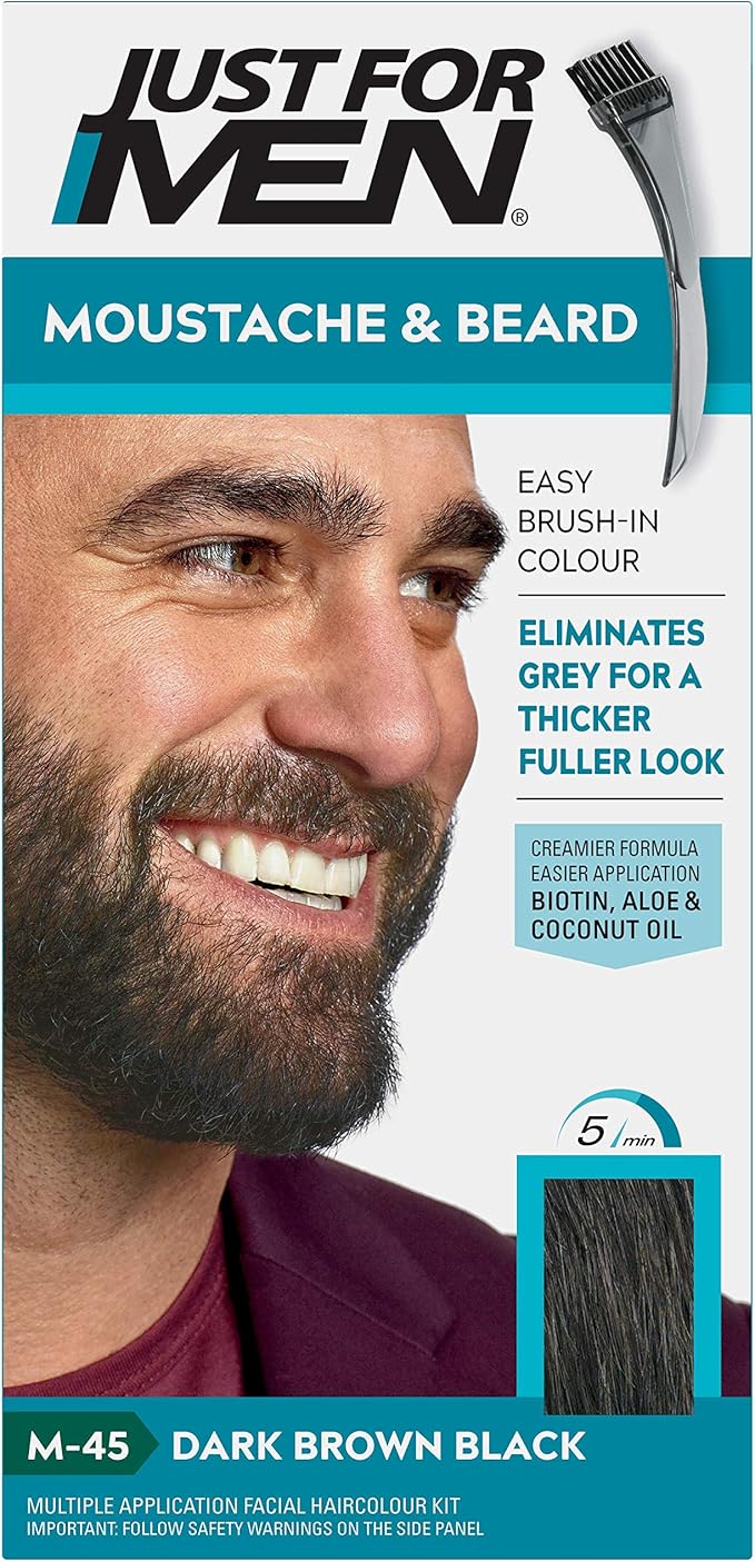 Just for Men moustache and beard dark brown dye for grey coverage