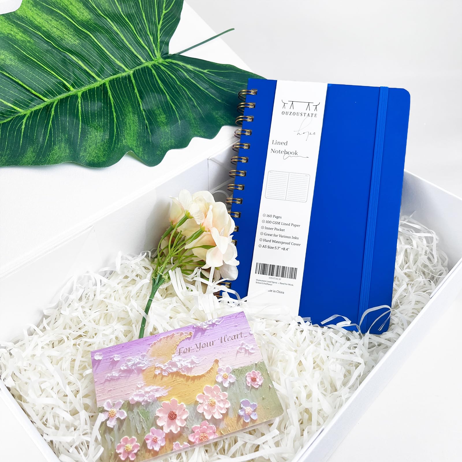 Ouzoustate Confezione da 3 quaderni a spirale a righe, formato A5, con copertina rigida, 160 pagine, 14,4 x 21,3 cm, carta da 100 g/m², rilegatura a spirale blu, per lavoro, scuola, appunti, affari