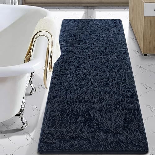 LOCHAS - Tapete de baño peludo, lavable, antideslizante y absorbente, tapete para el baño y ducha, hecho de felpilla suave, 24 x 60 pulgadas, azul disponible en Yaxa Guatemala