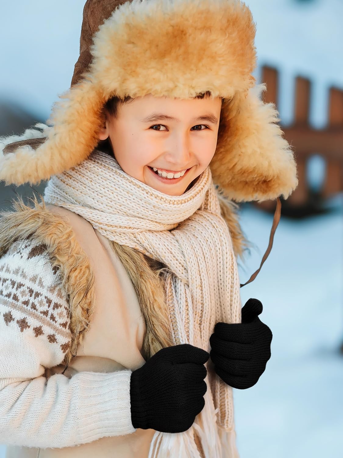 Glooarm 3 Pairs Kids Gloves Winter Gloves Thick Cashmere Magic Gloves Knit Stretchy Warm Gloves Boys Girls 4-14 Years - Image 5