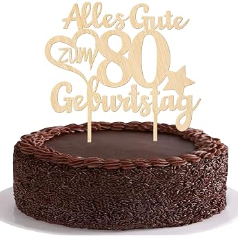 Pack of 1 Wooden 80th Cake Topper Happy Birthday 80 Years Old Cake Decoration Cheers on 80 Cake Decoration for Men Women 80th Birthday Party Cake Decoration