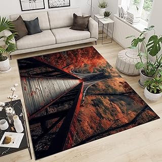 GDJSMIN Alfombra Ultra Suave con Diseño De Árboles Altos Y Densos En Color Rojo B, Alfombra De Lujo De Pelo Corto Y Esponjosa, Ideal para Sala De Estar, Dormitorio, Guardería Y Habitación De Bebé