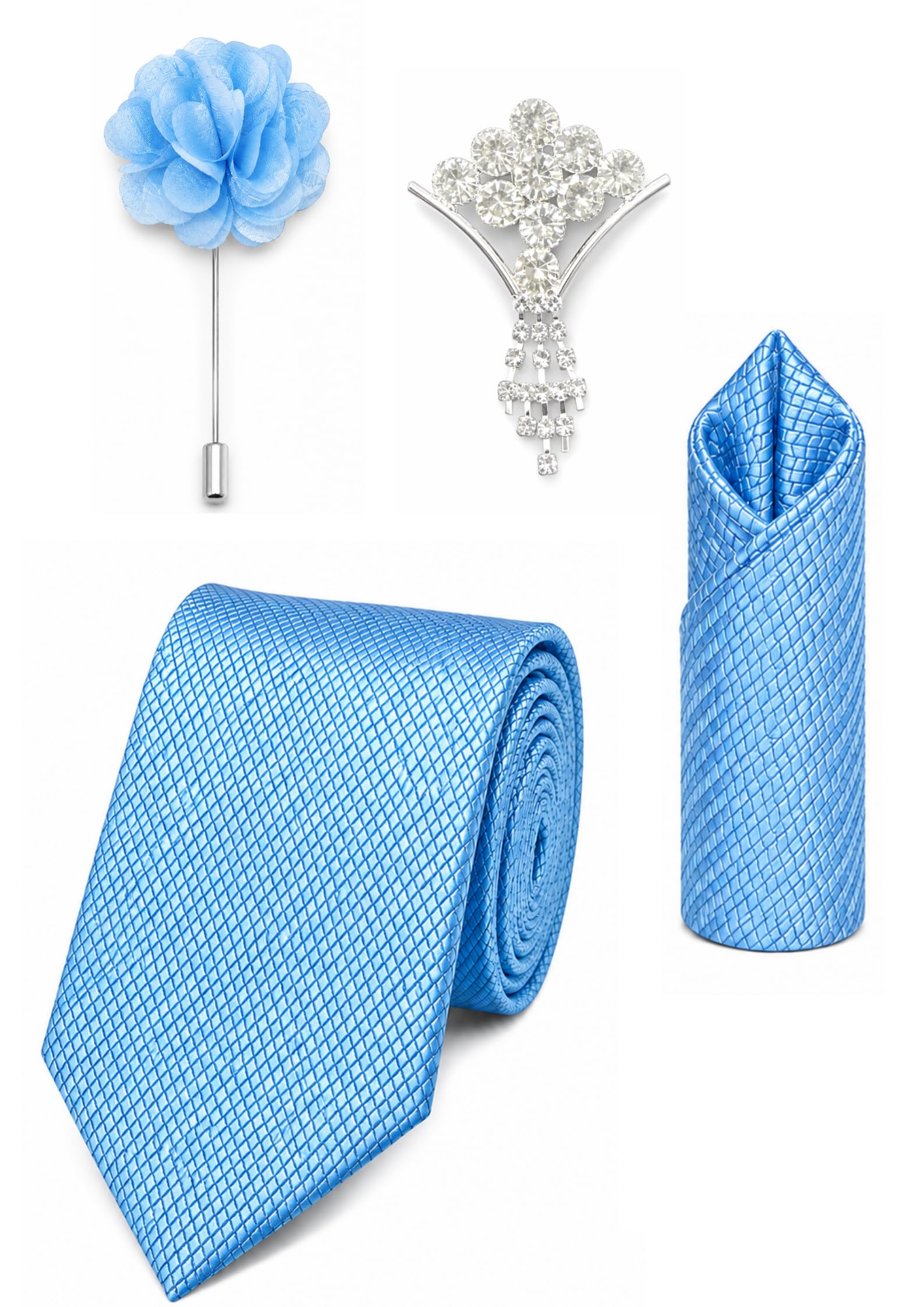 Classic Formal Tie Gift Set for Men with Pocket Square & Brooch-image-4