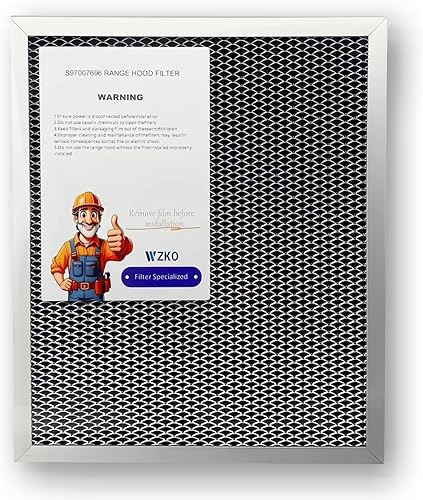97007696 Filtro de capó de carbón, filtro de grasa de repuesto mejorado, compatible con campanas Broan Nautilus y Kenmore (8 34 pulgadas x 10 12