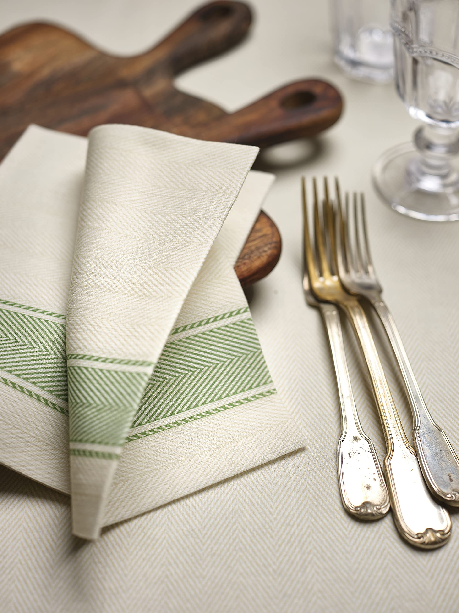 Servilletas desechables para cocina de TNT efecto tela Made in Italy, diseño con efecto espigado, 30 x 40 cm, 800 unidades, color verde