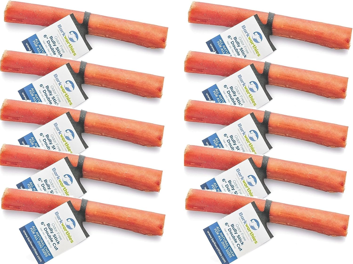 Barkworthies Bully Stick Odor-Free Double Cut 6" Each (10 Pack)