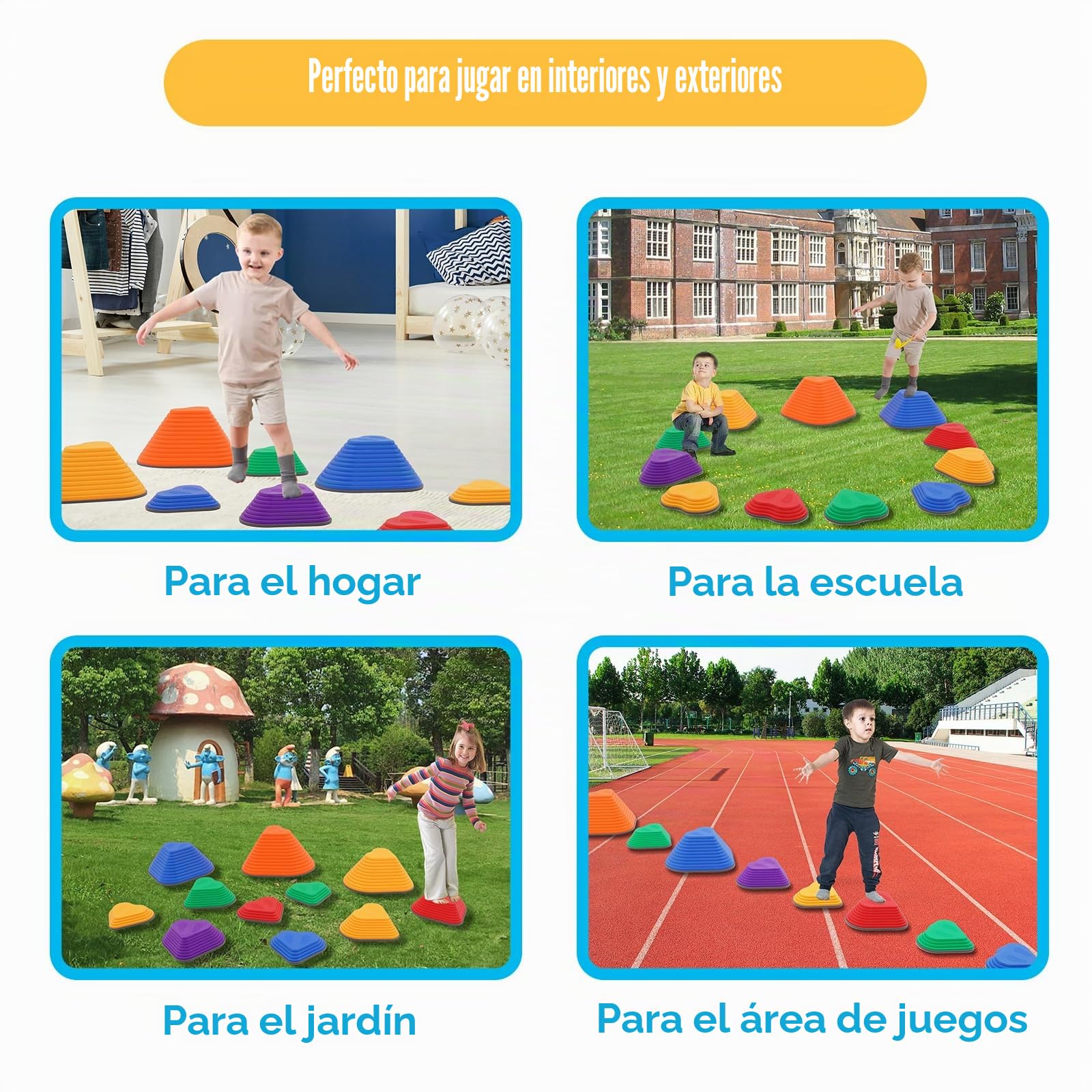 Piedras de Equilibrio para Niños,11 Piedras Duraderas Antideslizantes Que Fomentan el Equilibrio y Habilidades Motoras Pequeños,Curso de Obstáculos,Juegos para Colegios y Guarderías